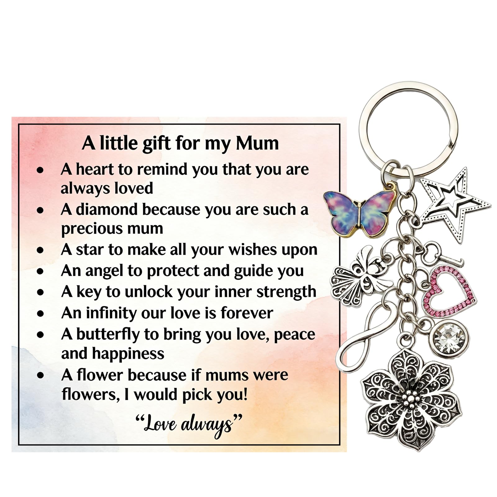 AIKOBAA Friendship Gift for Women – Friend Keyring Set with Sentimental Card, Best Friend Birthday Gifts for Women, Keepsake Gifts for Women, Women‘s Keyrings & Keychains