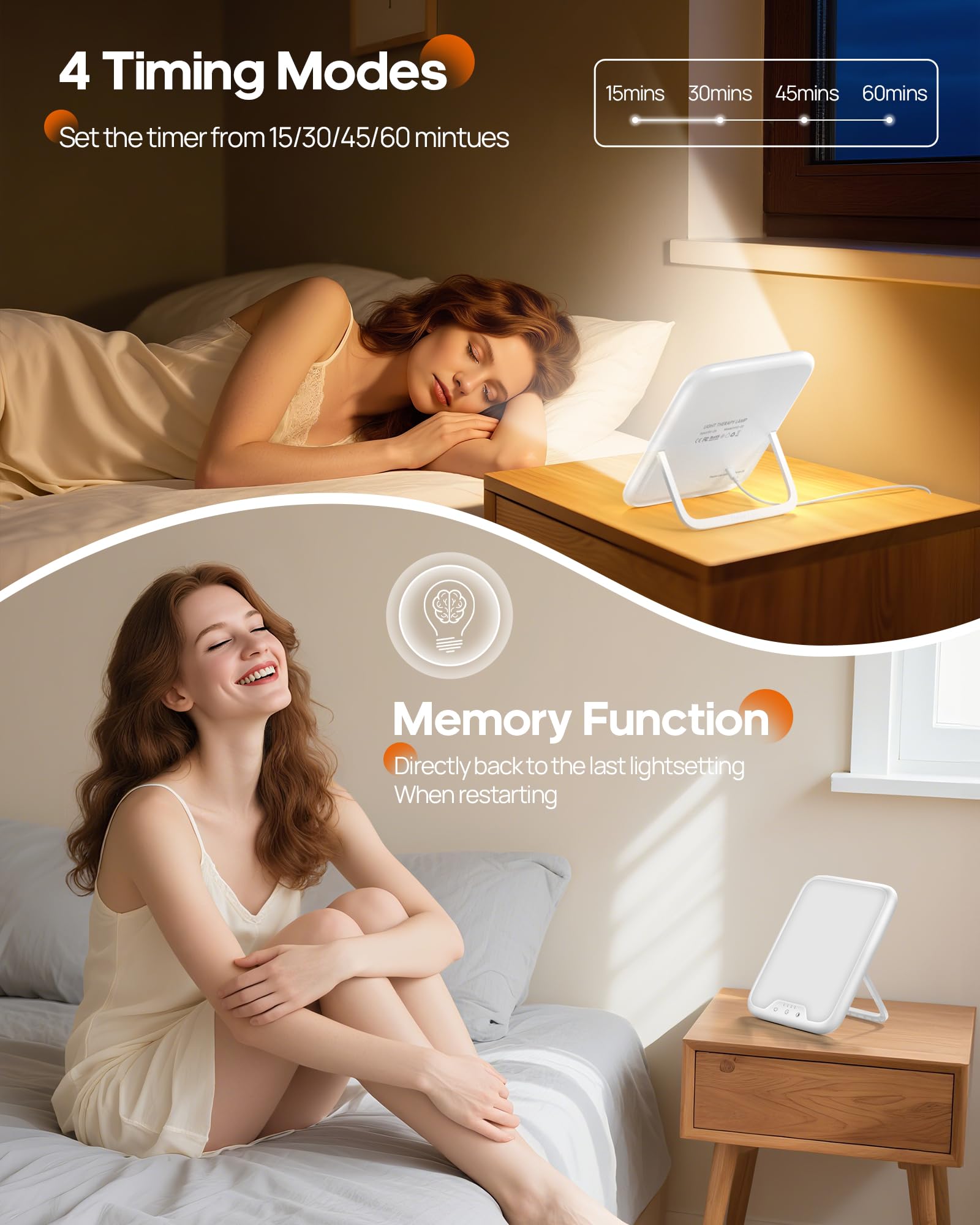 AJVV Tageslichtlampe, 10000 Lux Lichttherapielampe für Depressionen, Sonnenlicht Lampe mit 3 Farbtemperaturen, Stufenlose Helligkeit, 4 Timer Einstellung, LED-Technologie Sunlight Lamp für Gute Laune