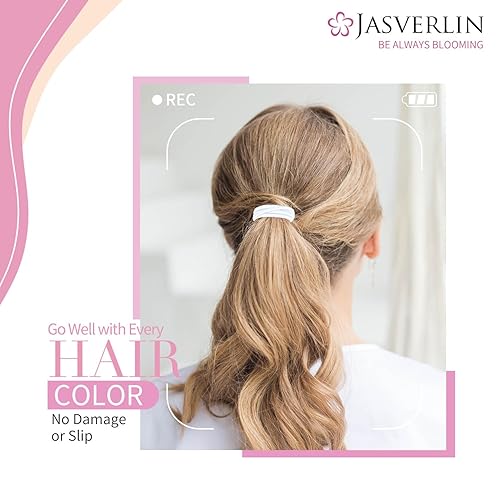 Miniatura 5 de Lazos gruesos blancos para cola de caballo de 0.197 pulgadas para mujeres, niñas y hombres, bandas de goma de textura rizada, elásticas duraderas y