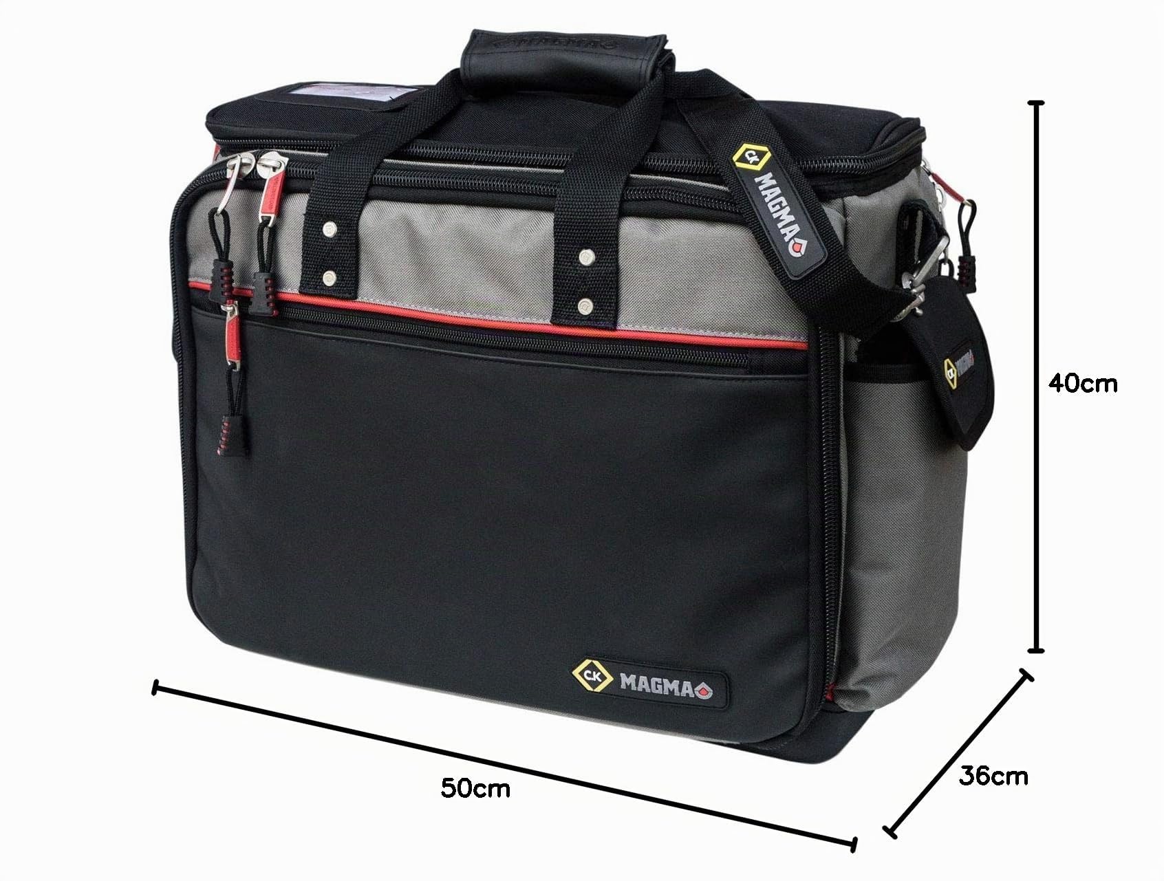 C.K Magma Werkzeugtasche Tech Tool Case Max, 50 Fächer, Laptopfach, extra breites Hauptfach, wasserdichter Gummiboden, robuste Werkzeug Aufbewahrung für Elektriker, Techniker und Handwerker, CK MA2639