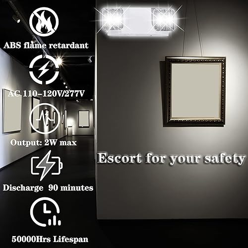Miniatura 3 de Luces de emergencia LED con batería de respaldo, luz de emergencia comercial ajustable de dos cabezales, certificación UL, CA 120277V, accesorios de