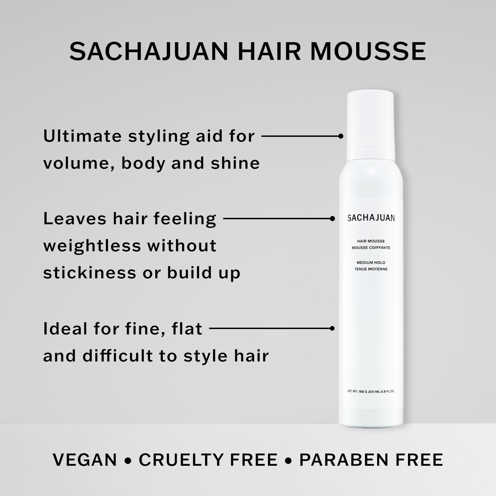 SachaJuan Hair Mousse Net wt. 189 g 200 ml 6.8 fl oz