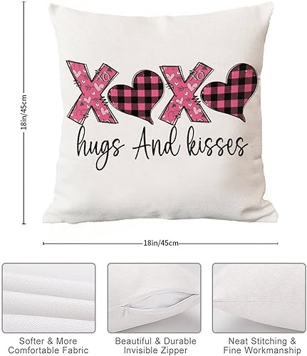 Miniatura 6 de XOXO - Funda de almohada rosa con abrazos y besos para el día de San Valentín romántica boda compromiso aniversario funda de cojín decorativa para