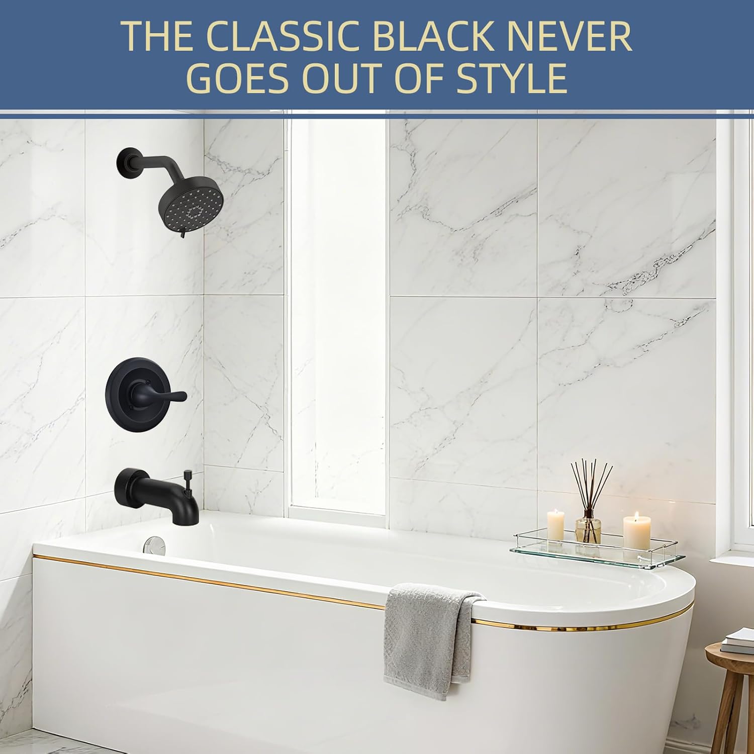 T13020 Shower Trim Kit Replacement for Delta Classic 13 Series Single-Function Trim Kit, Matte Black Shower Handle Compatible with R10000 Rough-In Valve (Includes RP46074 Valve Cartridge)