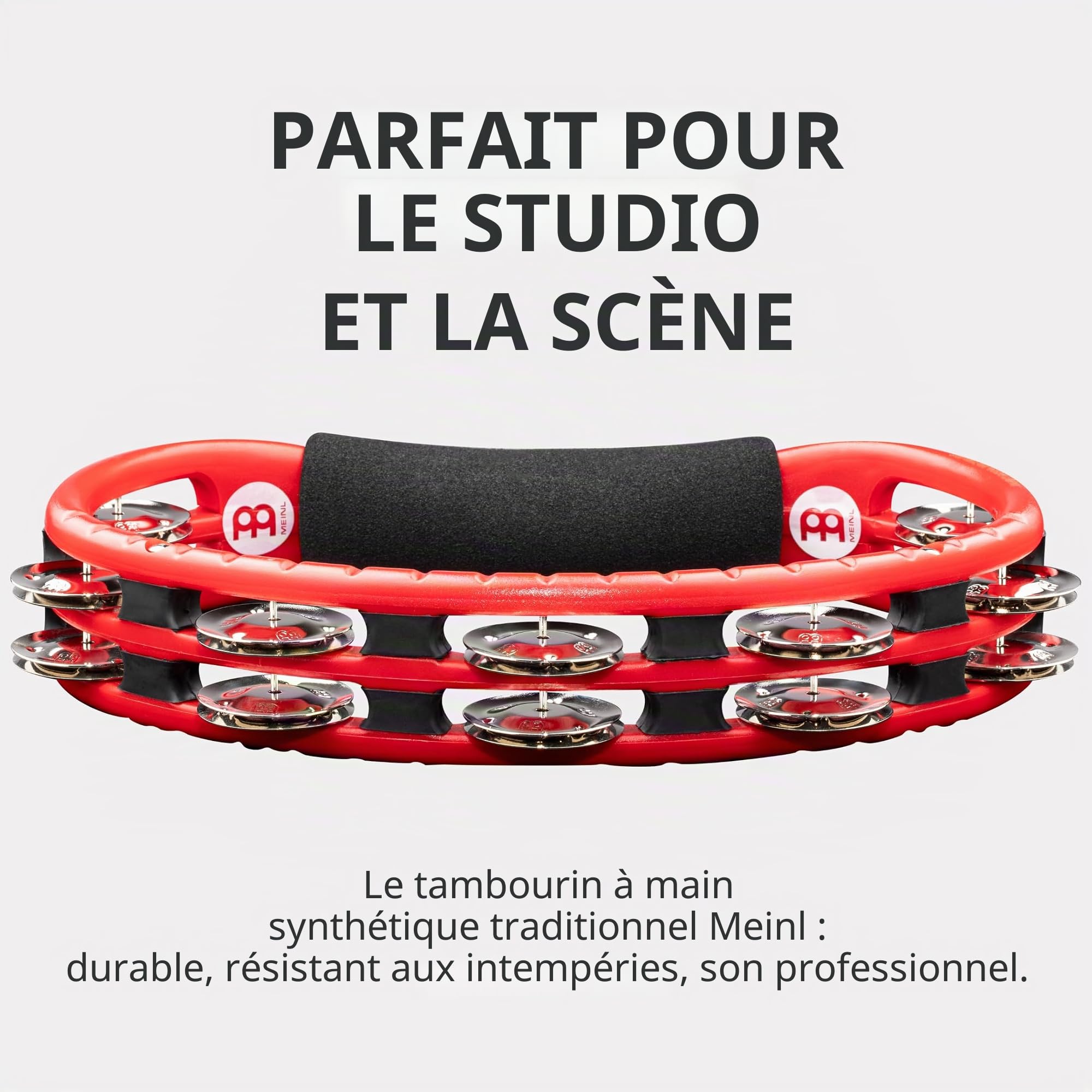Meinl TMT1R Tambourin à main, clochettes acier,rouge - Tambourin