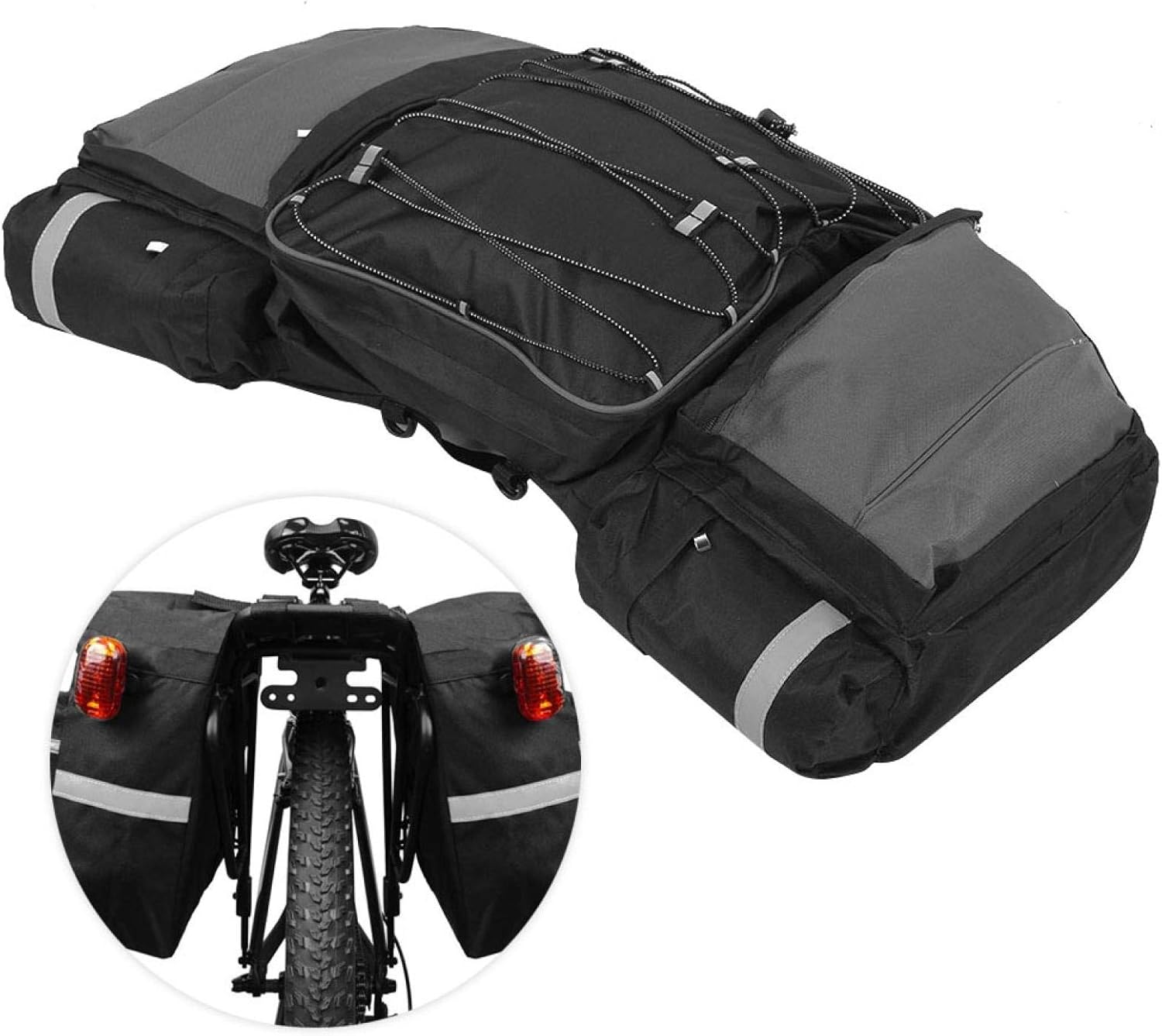 EVTSCAN Bike Panniers & Rack Trunks,Bicycle Bag 3 in 1 Cycling Rack Goods Shelf Package Luggage Pack for Mountain Bike