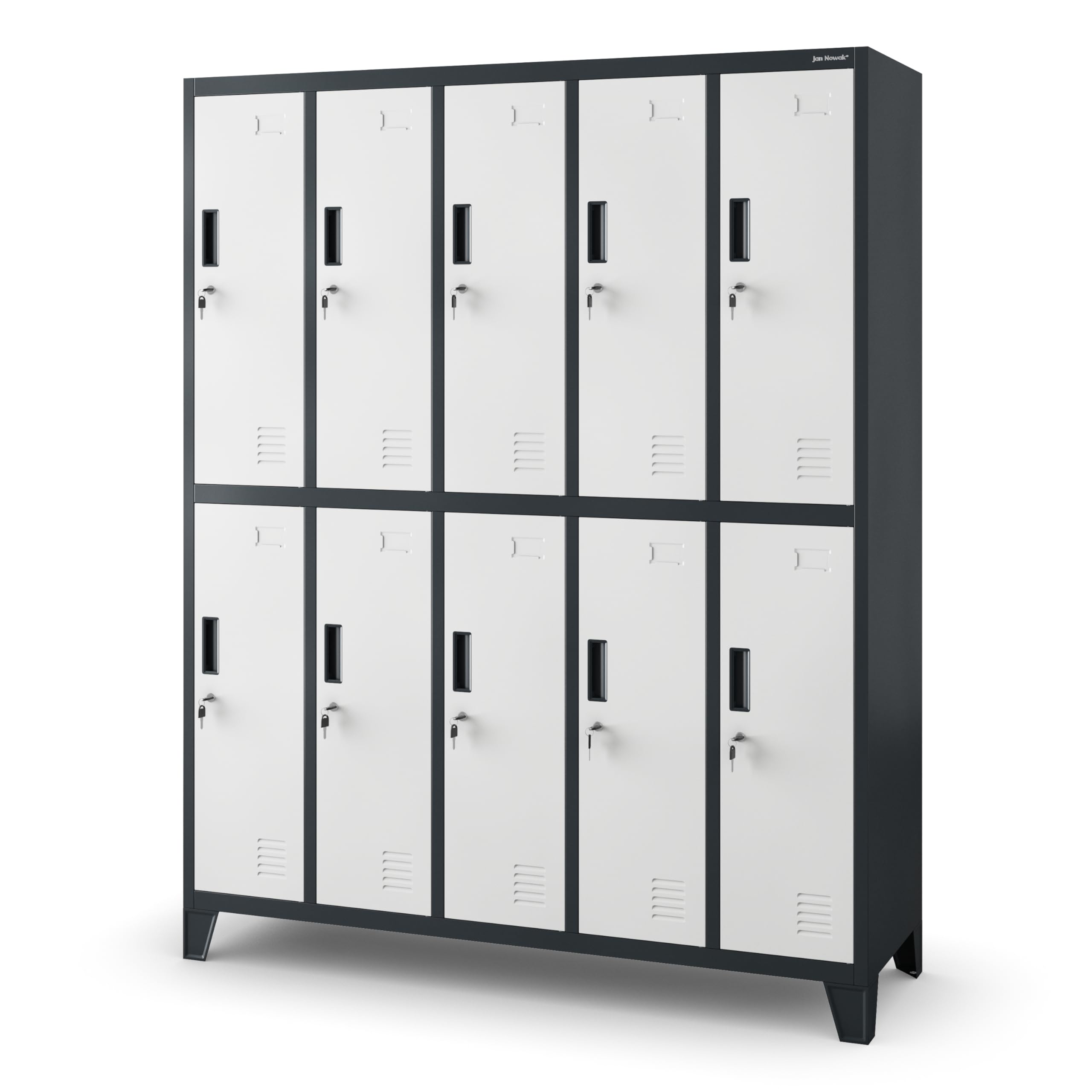 Armoire Vestiaire Métallique 10 Casiers Verrouillables - 172x136x45 Cm, Idéale Pour Vestiaires Et Entrepôts - 8