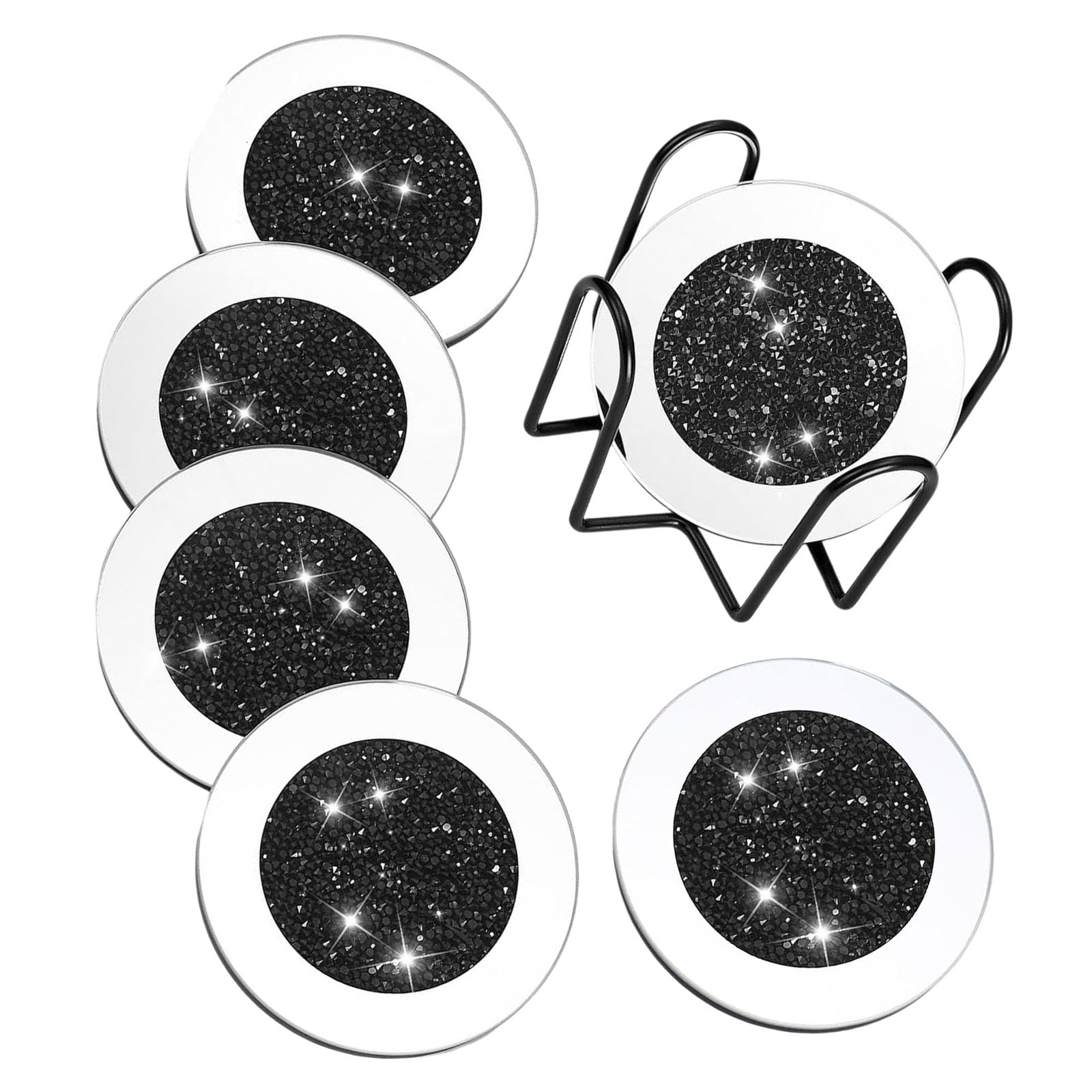 Shatterproof Glass Mats Set of 6 Design Kitchen Tableware for Hot Beverages Multipurpose Glass Coasters