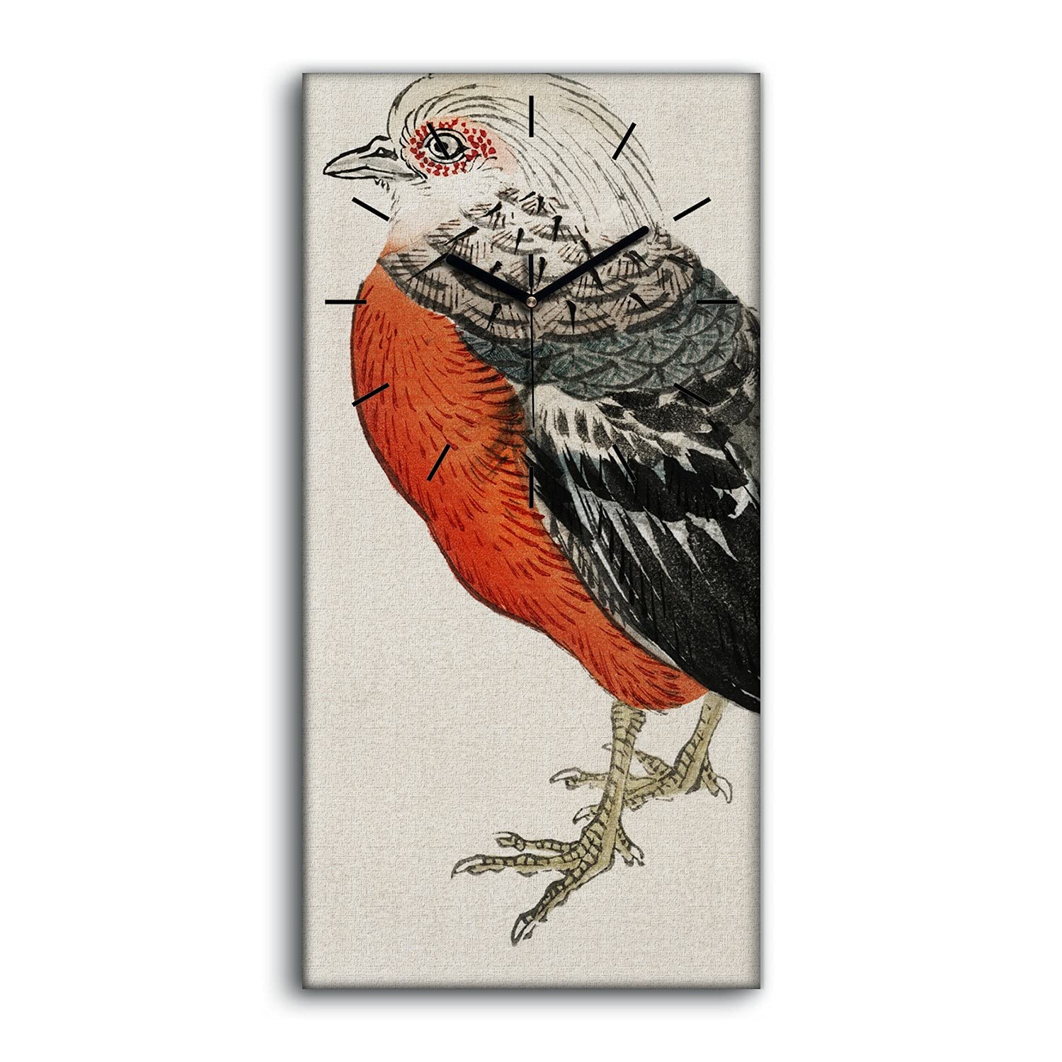 Horloge sans tic tac Coloray contre le bruit pendule toile oiseau moderne 30x60