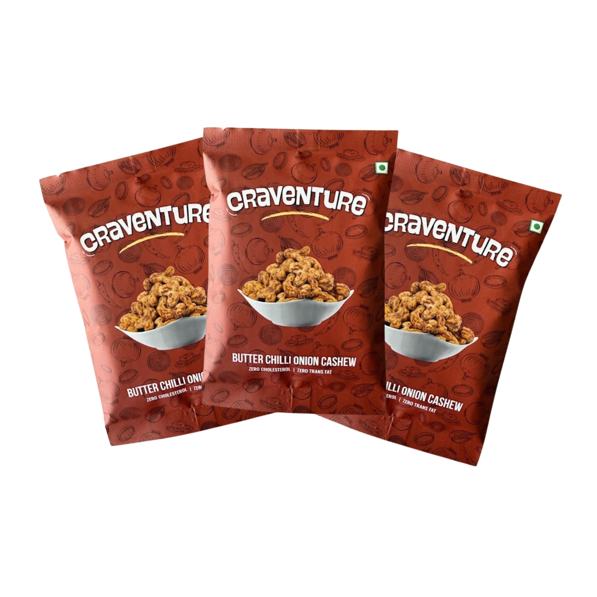 Craventure Butter Chilly Onion Cashews, Roasted Flavoured Kaju Snack, Pack of 3 (45g Each, 135g)-image-21