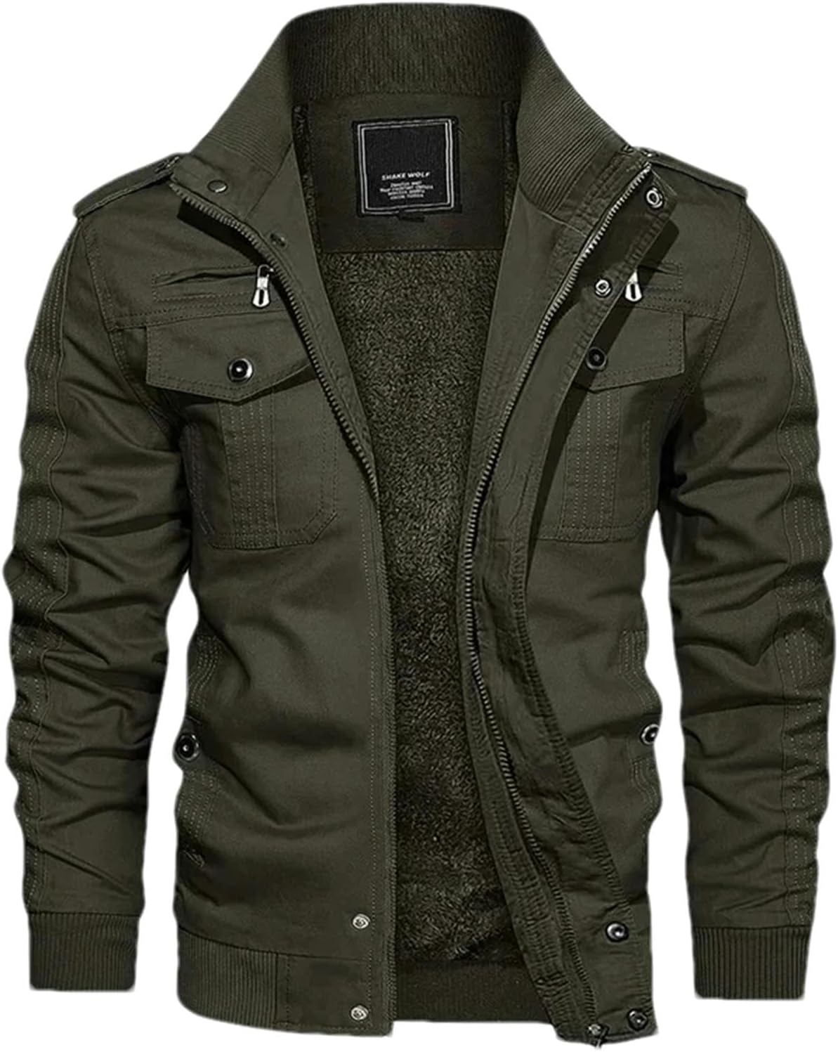 Autumn Winter Fleece Jacket Men Retro Windbreaker Casual Army Pilot Coat Thicken Warm Bomber Cargo Jacket Outerwear
