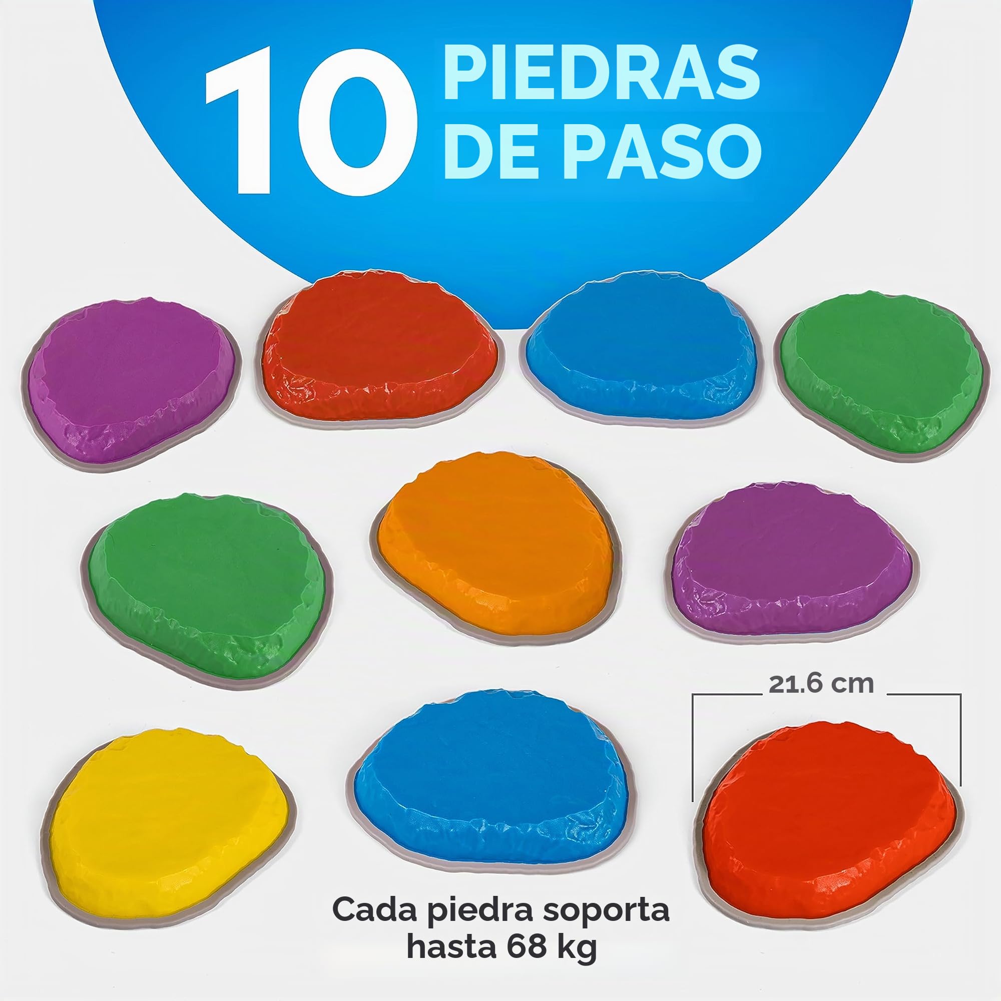 Blue Marble National Geographic Piedras de Equilibrio para Niños - 10 Piedras Duraderas Antideslizantes para Desarrollar Habilidades Motoras y Equilibrio
