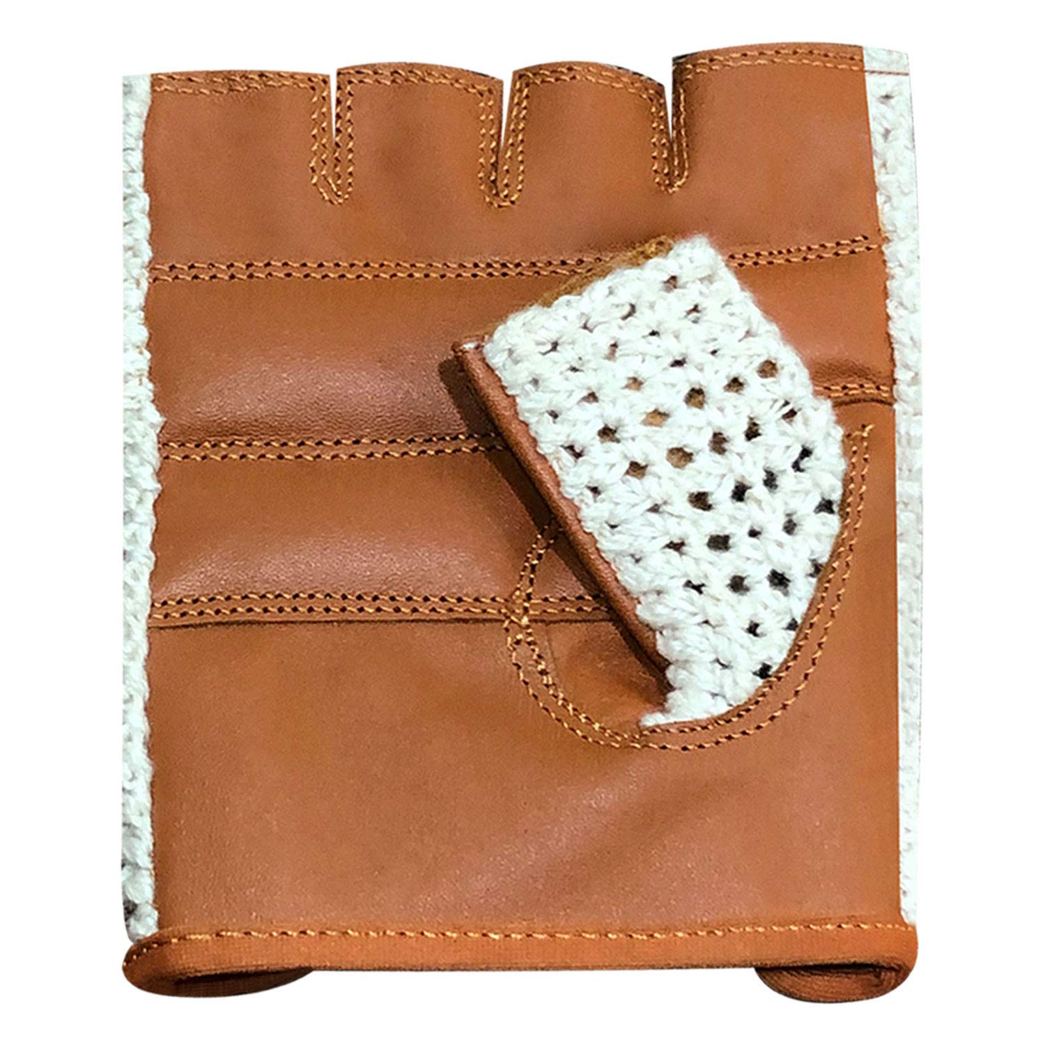 Mitaines Gants sans Doigts Cuir Véritable Vache Conduite Vélo VTT Noir Marron Camel