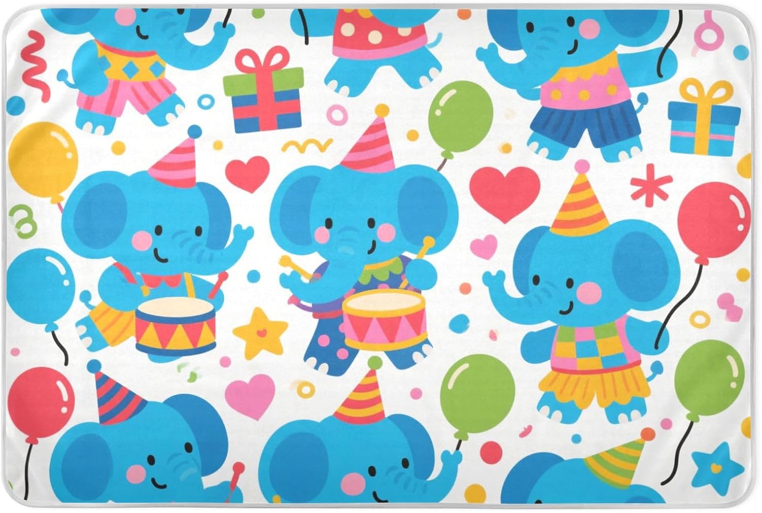 Cute Cartoon Blue Elephant Extra Large Resuable Baby Bed Pad Soft Absorbent Bed Wetting Pad Breathable Pee Mats for Baby Toddler Children , 52" L x 34" W