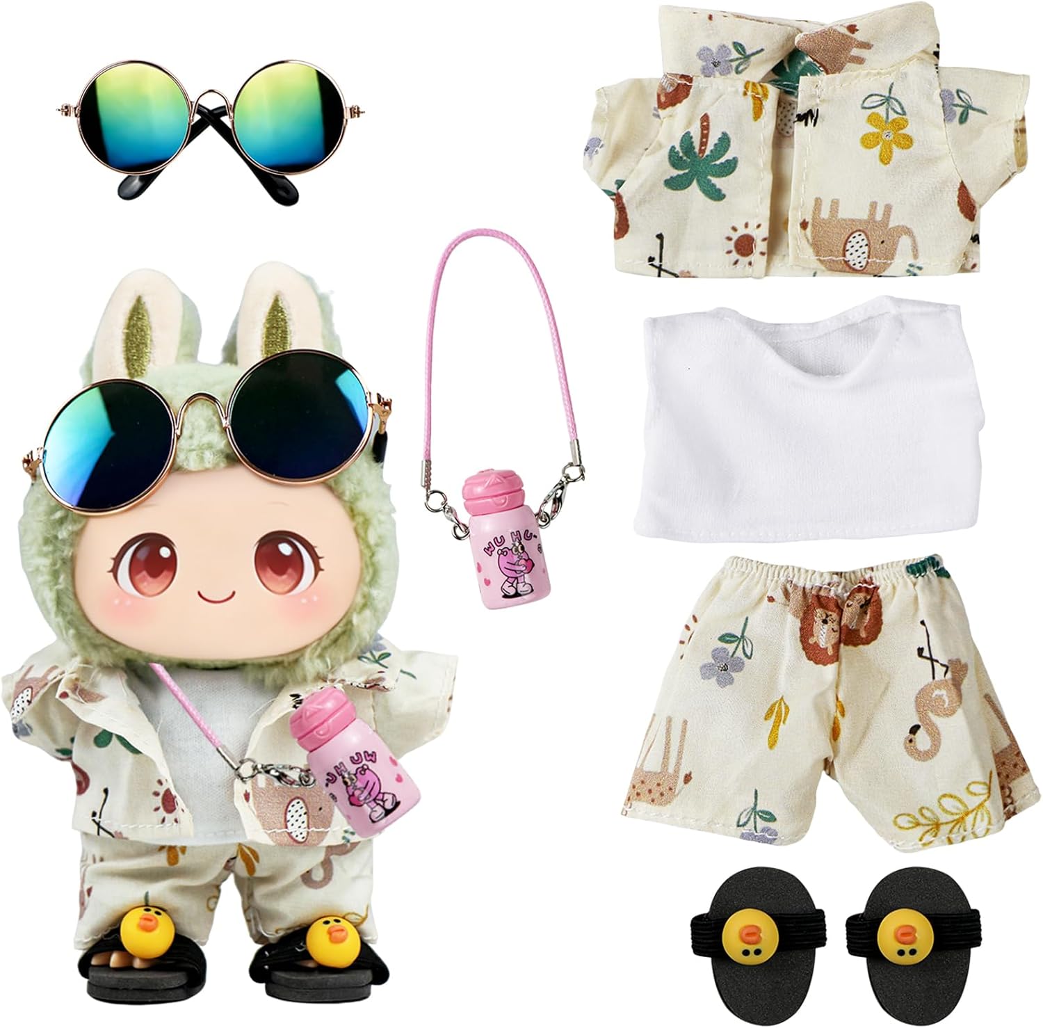 One Set Clothes for LABUBU Doll (NO Doll), Handcrafted Crochet Accessories for LABUBU About 6.7'' Dolls, Premium Outfit-Cute Clothes for Dress up Unique Style (1 Set of Clothing outfit1)