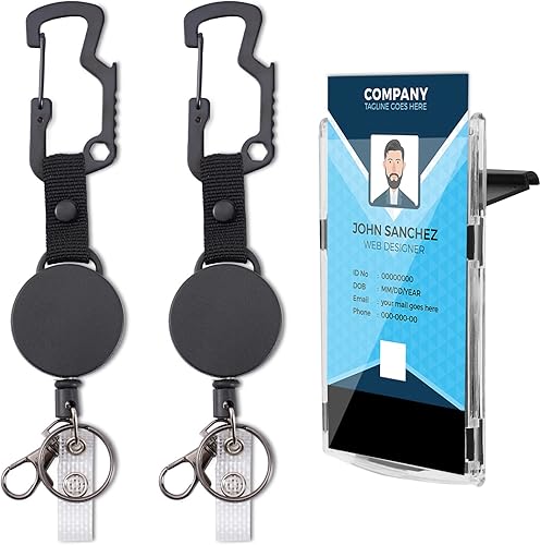 Llavero retráctil con clip para insignia de identificación carretes de insignia de mosquetón resistentes con soporte vertical de carga superior