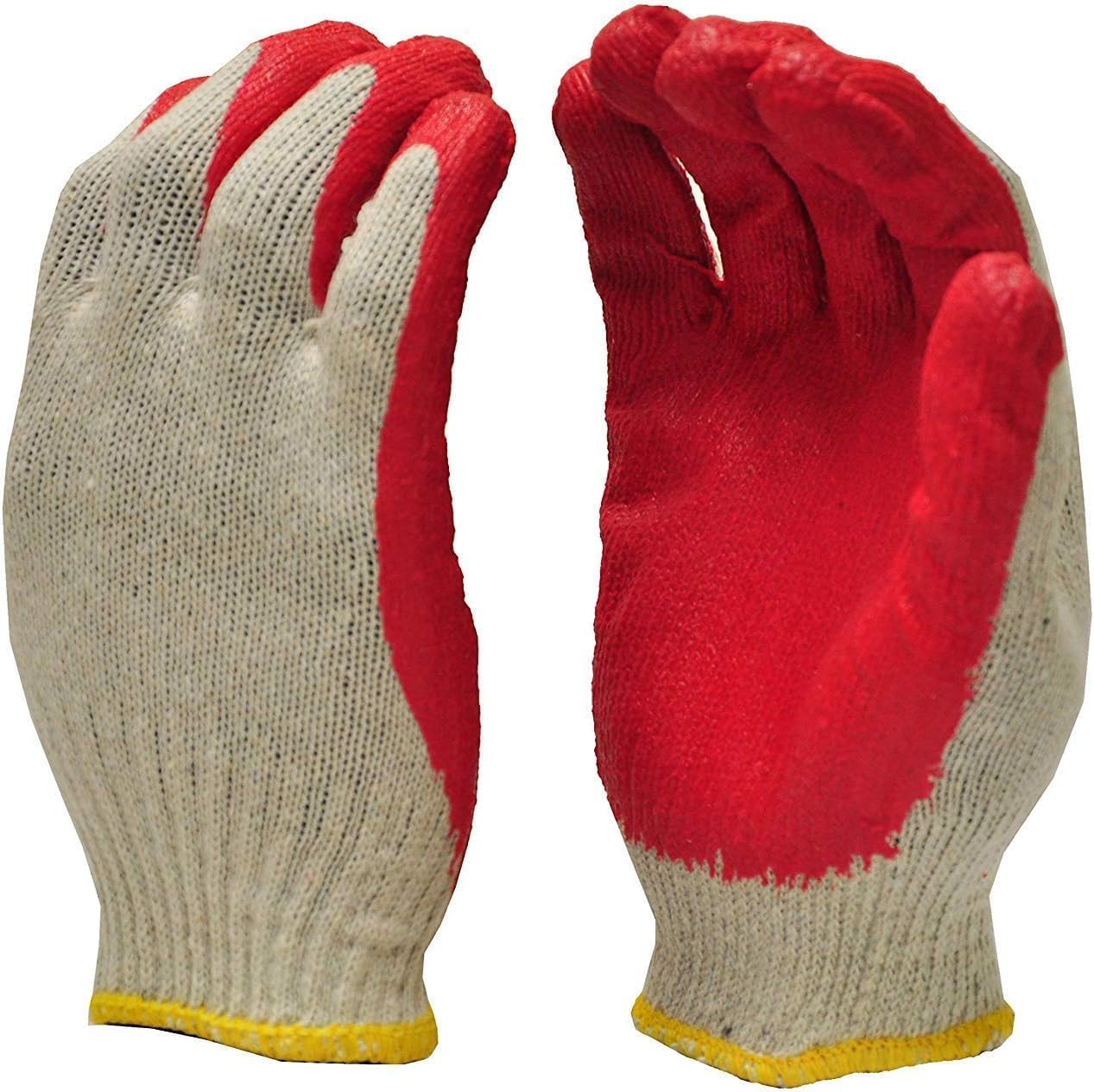 PROGEAR SAFETY 300 Pairs String Knit Red Palm Latex Dipped Work Gloves, Made in Korea