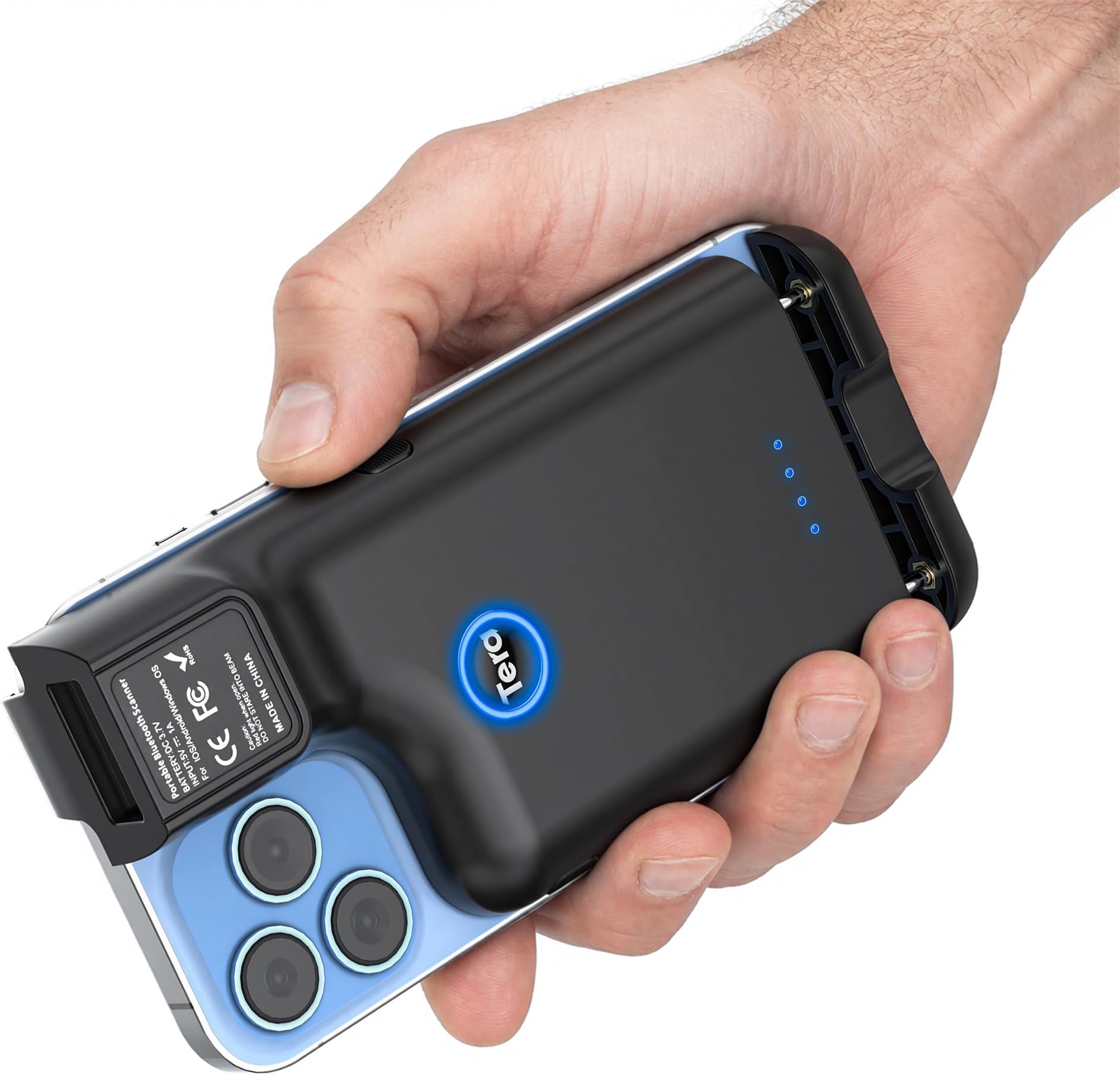 Barcode Scanner Wireless Portable: 1D 2D QR Reader with Back Clip 0013 | Retractable, BT 2.4G USB, 640*480 CMOS Global, 3 Scan Buttons, 1500mAh, 300 Scans/sec, Retail, Warehouse Inventory, School