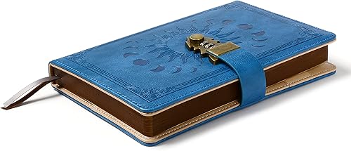 Miniatura 2 de ZXHQ Diario con cerradura para mujeres y hombres, diario secreto para niñas, cuaderno de escritura de cuero recargable, tamaño A5 (8.5 x 5.9