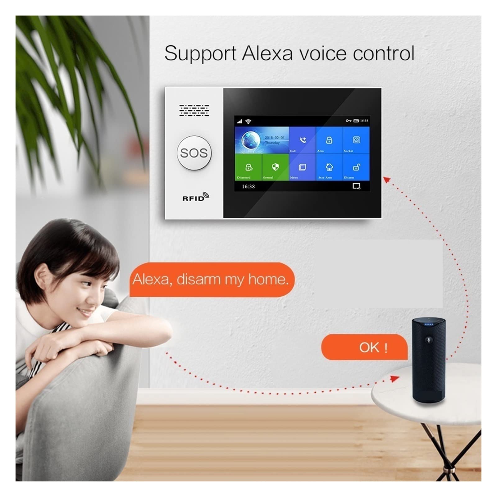 Alarme Intelligente, Systèmes d'alarme Sécurité Accueil Gsm avec capteur de mouvement Tuya Life Alarm Work(J)