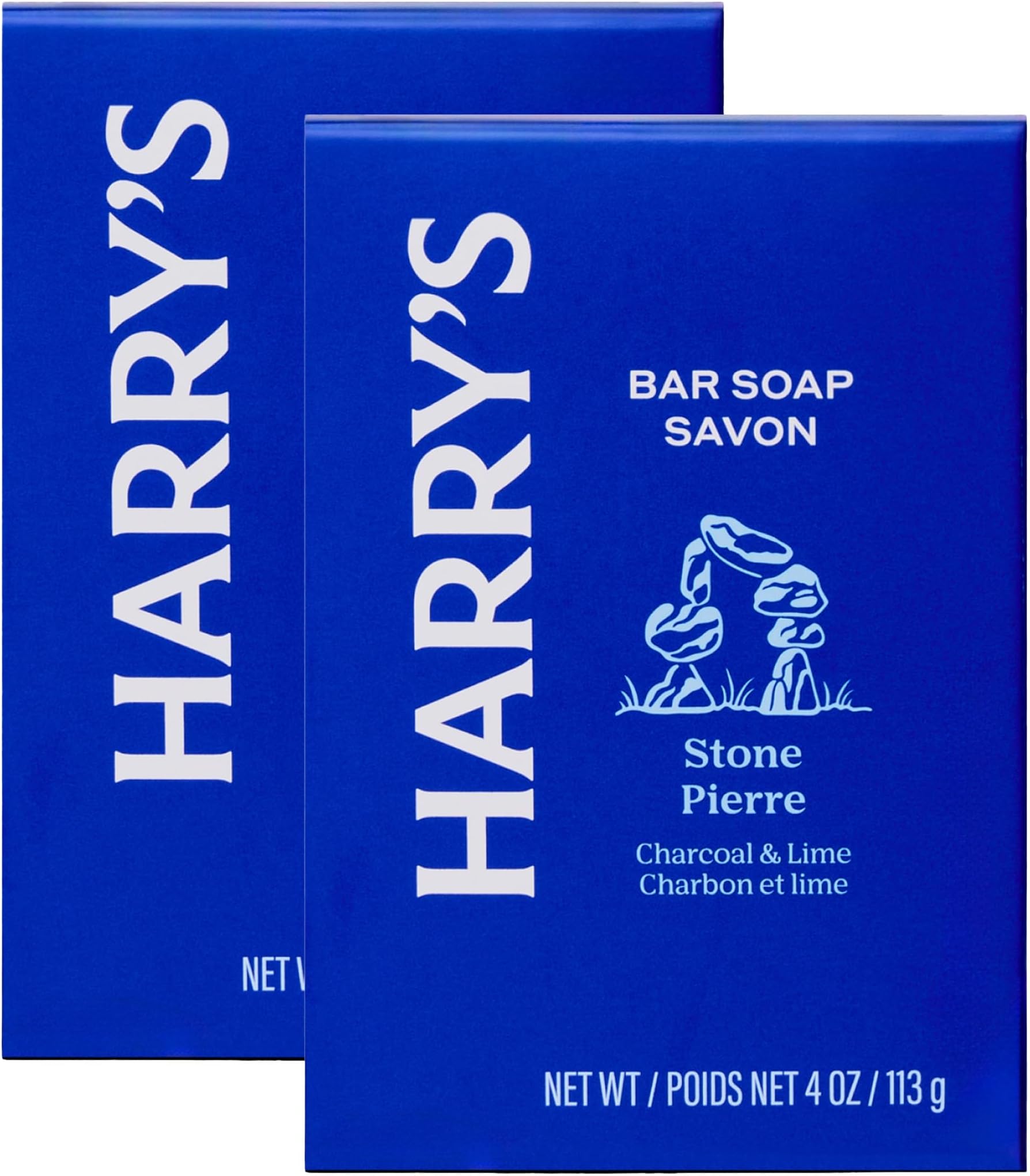 Harry's Bar Soap for Men - Stone Scent, 4 oz Body Soap Bars, 2 Pack