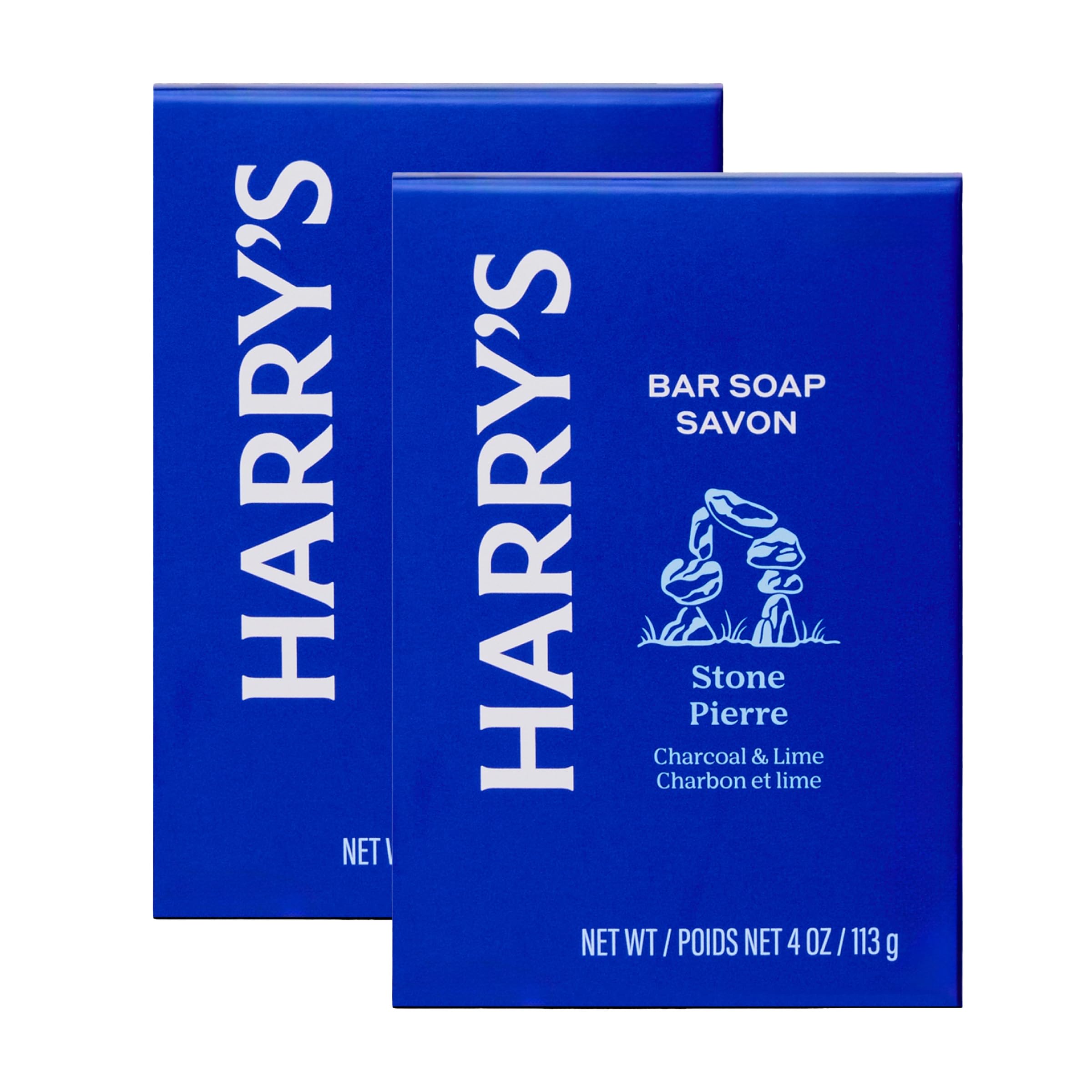 Harry's Bar Soap for Men - Stone Scent, 4 oz Body Soap Bars, 2 Pack