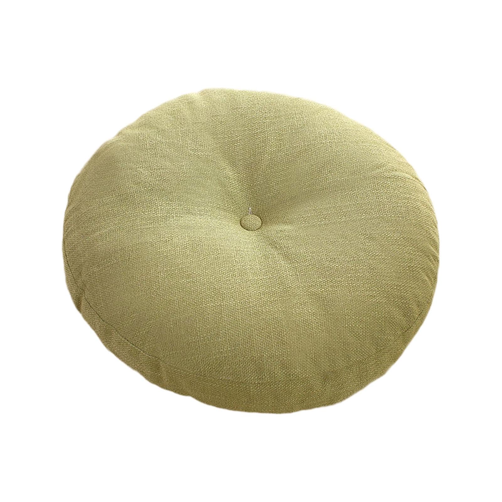 perfk 45cm Linen Fabric Floor Pillow Cushion Round Sitting Mat Reading Cushion for Living Room, Light Green