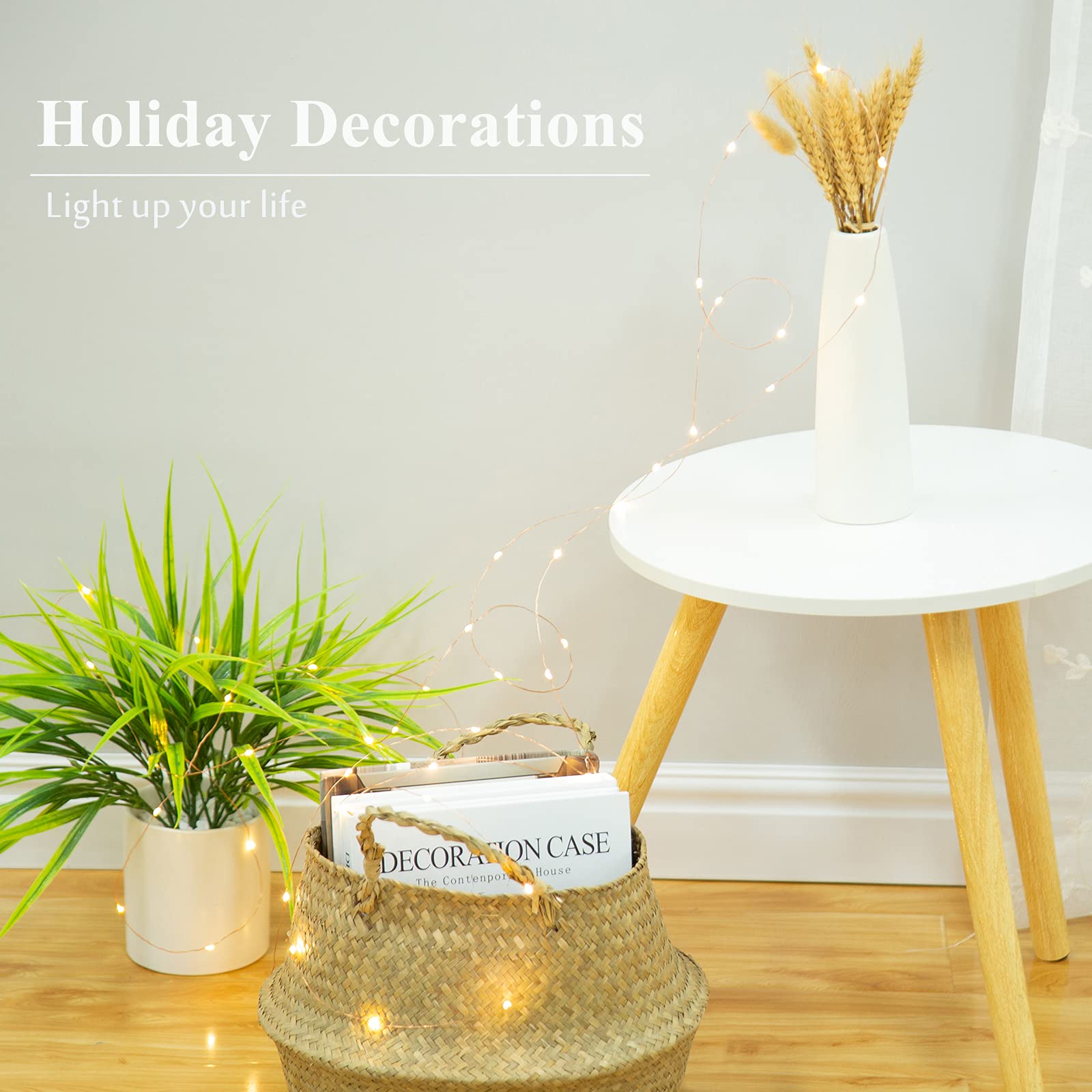 Yizhet Guirnalda Alambre Led, 10M Cadena Luces de Alambre de Cobre con 100 Micro Led, USB Guirnalda de Luces Impermeable para Navidad Dormitorio Fiestas Boda (Blanco Cálido)