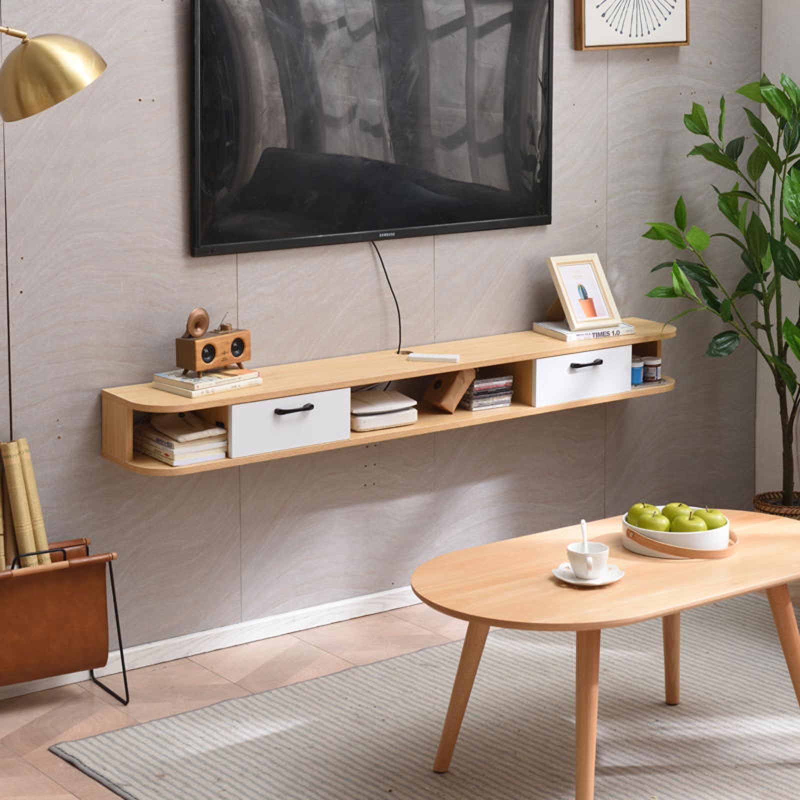 Mobile TV a parete Mensola TV mobile Mensola a muro Supporto TV Supporto TV multimediale Console TV Staffa Home Entertainment Center Audio/Video Hutch Scaffale elettronico per componenti TV