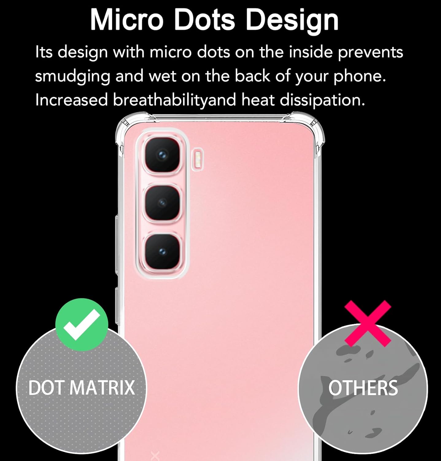 Image showing a phone next to a clear case, illustrating precise fit and hole positions.