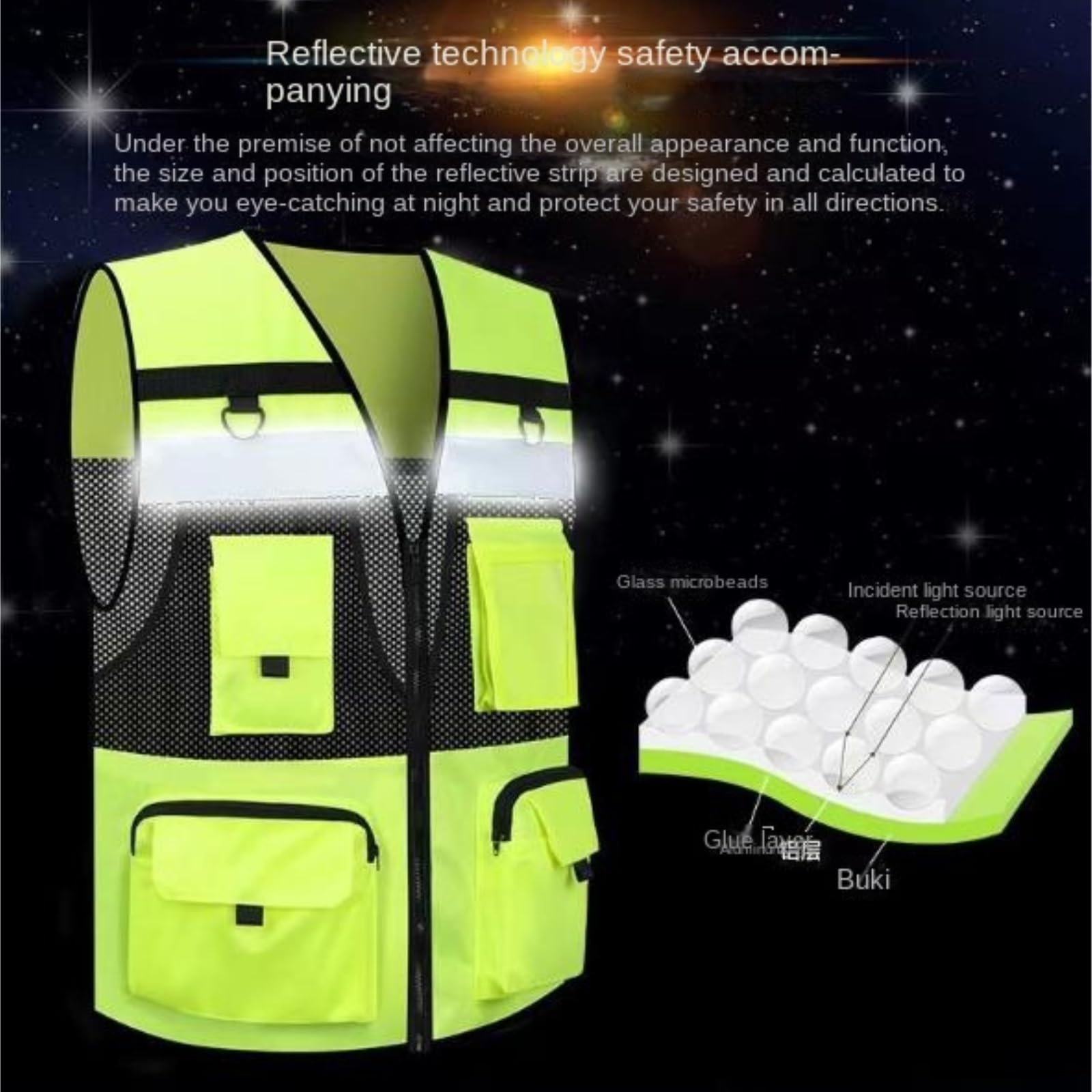 Chaleco Reflectante Multifuncional Adecuado For La Seguridad En El Trabajo Nocturno