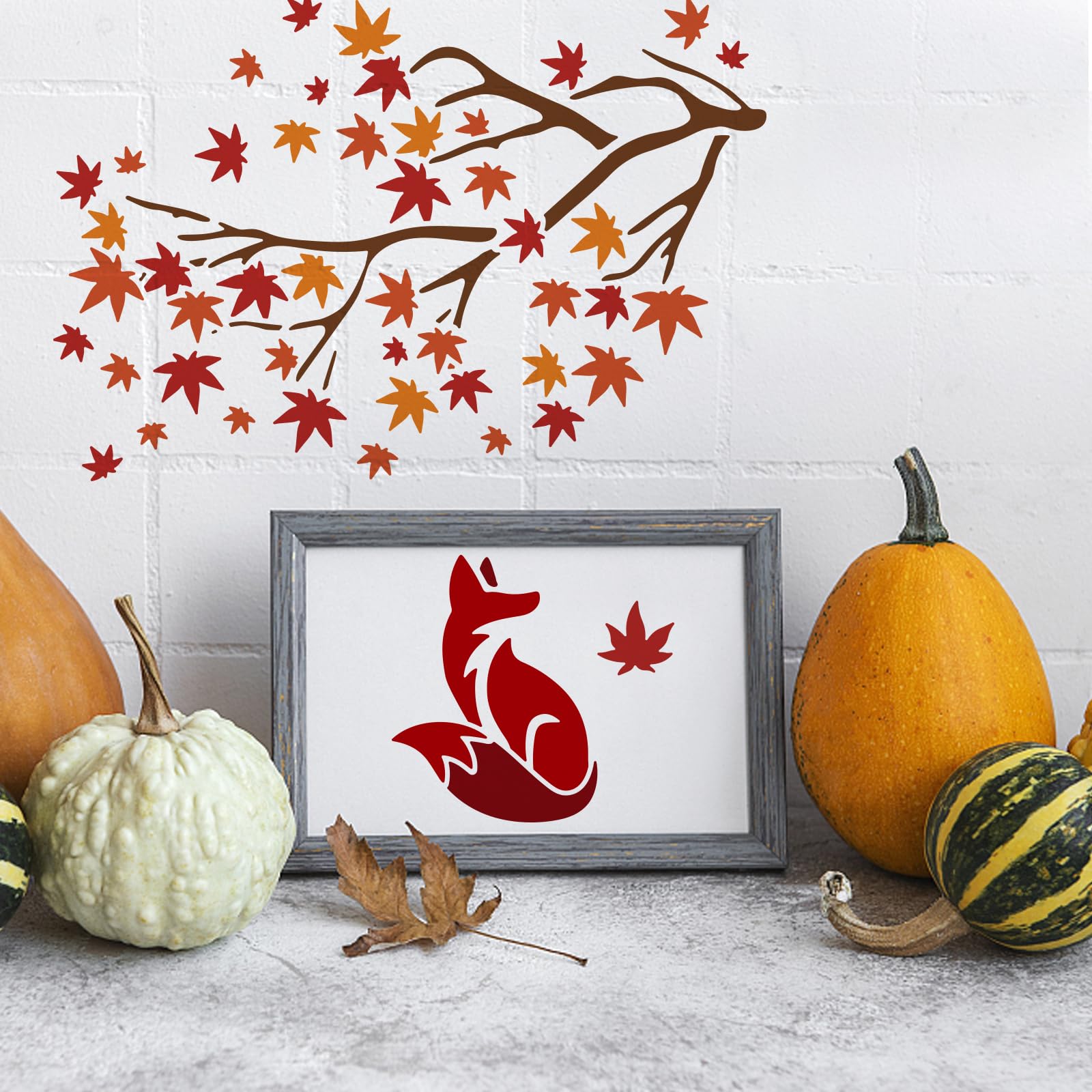 Kit 9 Pochoirs Feuilles D'automne Réutilisables - 15x15 Cm Avec Pinceau | Pour Peinture Murale, Scrapbooking, Déco - 5
