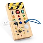 wakeInsa Busy Board with led Light Sorting Sensory Travel Toys for Toddlers 1-3 Wooden Toddler Busy Board Montessori Toys for 1+ Year Old
