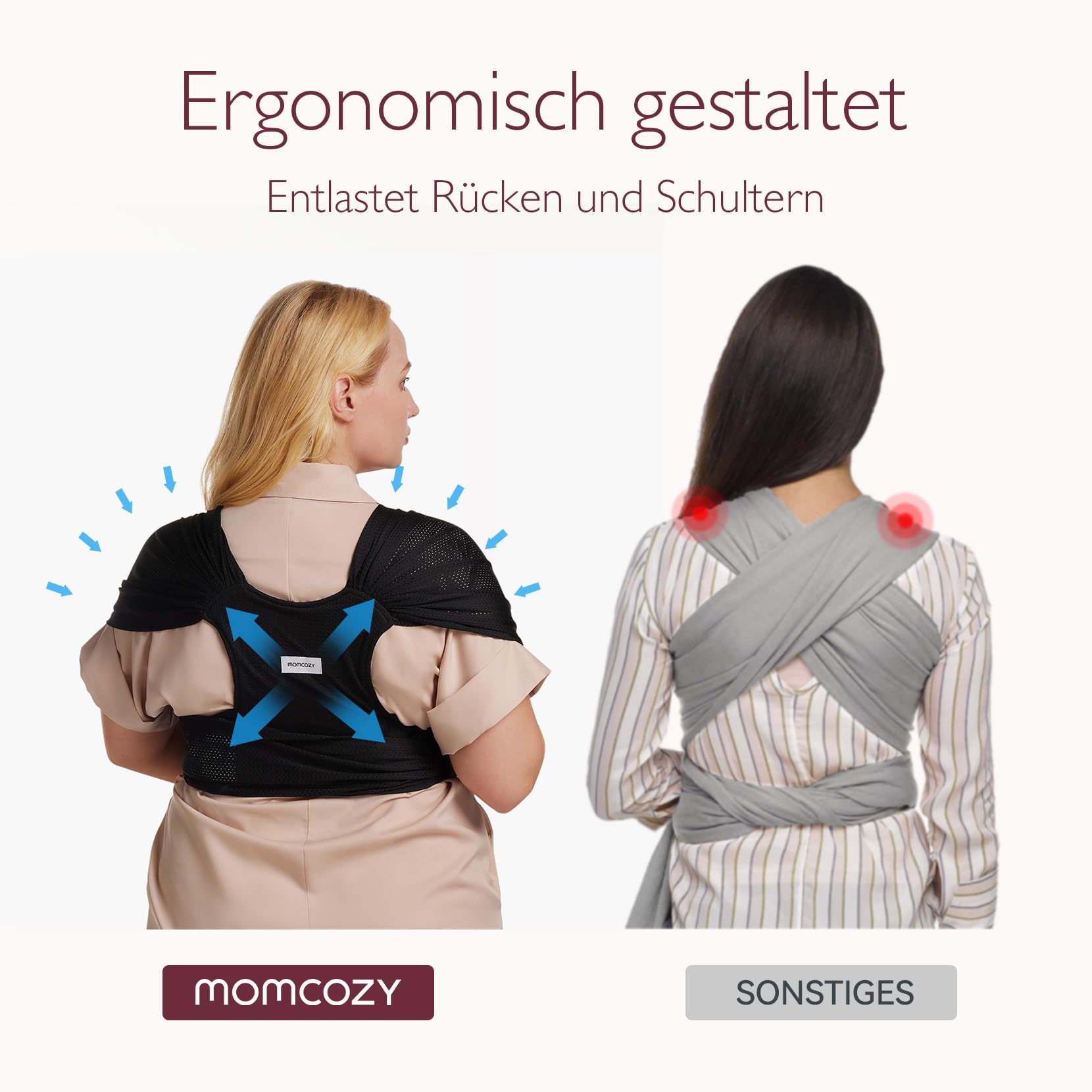 Momcozy Verstellbarer Schnallen Tragetuch Baby Neugeborene mit Air-Mesh, einfach zu tragendes Babytragetuch, bis Kleinkind (3,6-15kg), geeignet für Taillenumfang 76,2-119,4 cm, Schwarz