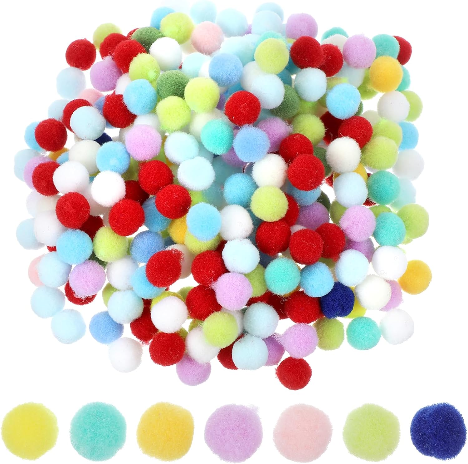 Tyqour 300pcs 0.39 Inch Small Pom Poms for Crafts Multicolor Pompoms Fuzzy Pom Pom Balls Mini Pompoms Puff Balls for Crafts DIY Art Creative Crafts Decorations