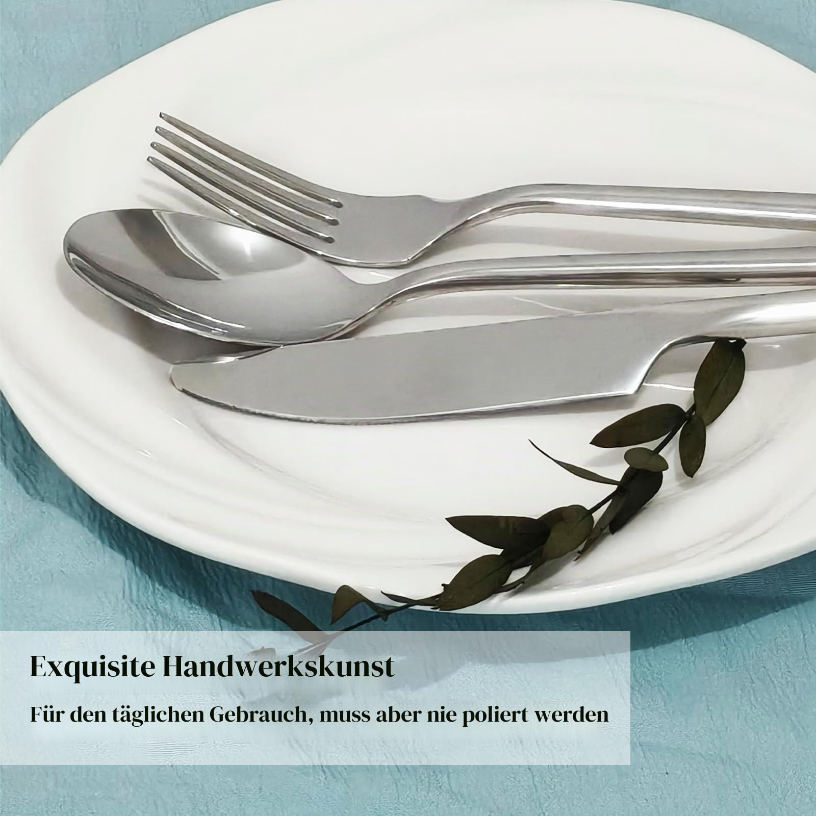 Ovales Spiegel Silber 30-teiliges Besteck set, Besteckset aus Geschmiedetem Edelstahl Mit Europäischem Design, Modernes, Spülmaschinenfest, Cutlery Set für 6 Personen