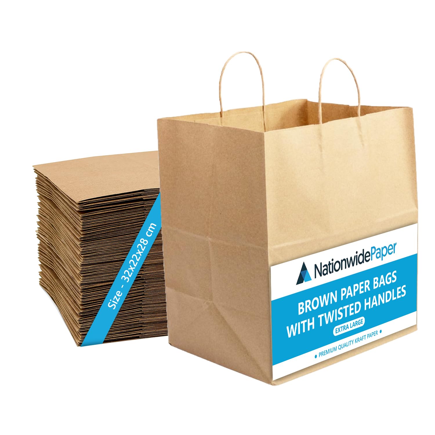 Lot de 100 sacs en papier marron avec poignées, sacs cadeaux à faire soi-même, sacs à bonbons avec poignées torsadées solides pour fête, Thanksgiving, Noël, anniversaire, mariage (32