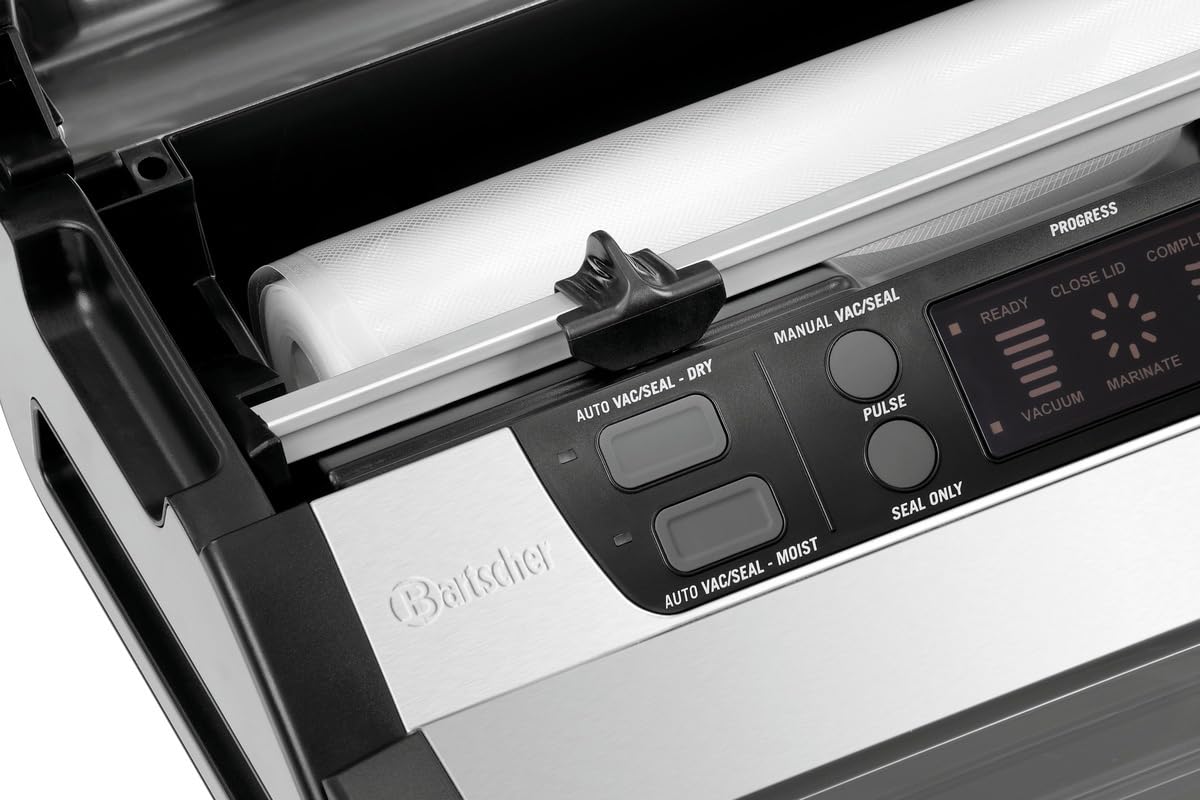 Bartscher Vakuumiergerät 315/20L – für Gastronomie, elektronisch mit Vakuumbehälterfunktion, Edelstahl/Kunststoff, Schweißstab 315 mm, inkl. Folienrolle