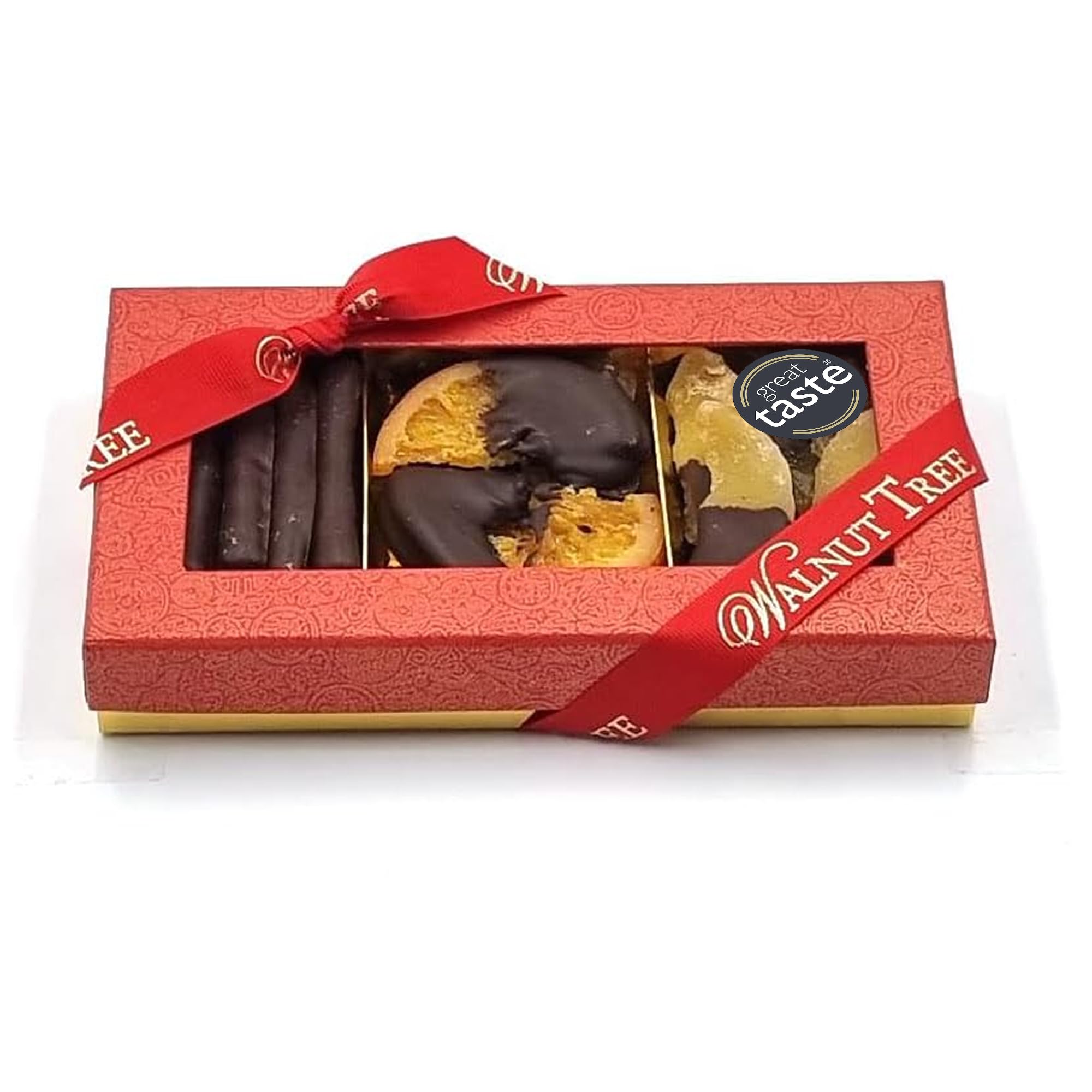 Luxury Gift Selection – Stem Ginger, Lemon Peel and Orange Slices in Belgian Dark Chocolate – Handpacked in the UK – Vegan – Vegetarian – Gluten Free Diets – Birthday Anniversary – 220g