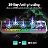 Teclado y mouse gamer AULA, combo alámbrico de 104 teclas con metal | Teclado de computadora tamaño completo con teclado numérico, versión actualizada, retroiluminación RGB anti-ghosting para laptop WinXP/7/8/10 7