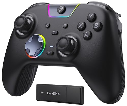EasySMX X05Pro Wireless PC Controller – Quiet-Press Buttons, 2-Stage Impulse Triggers, 2 Programmable Buttons, Hall Joysticks, 1000mAh Battery,