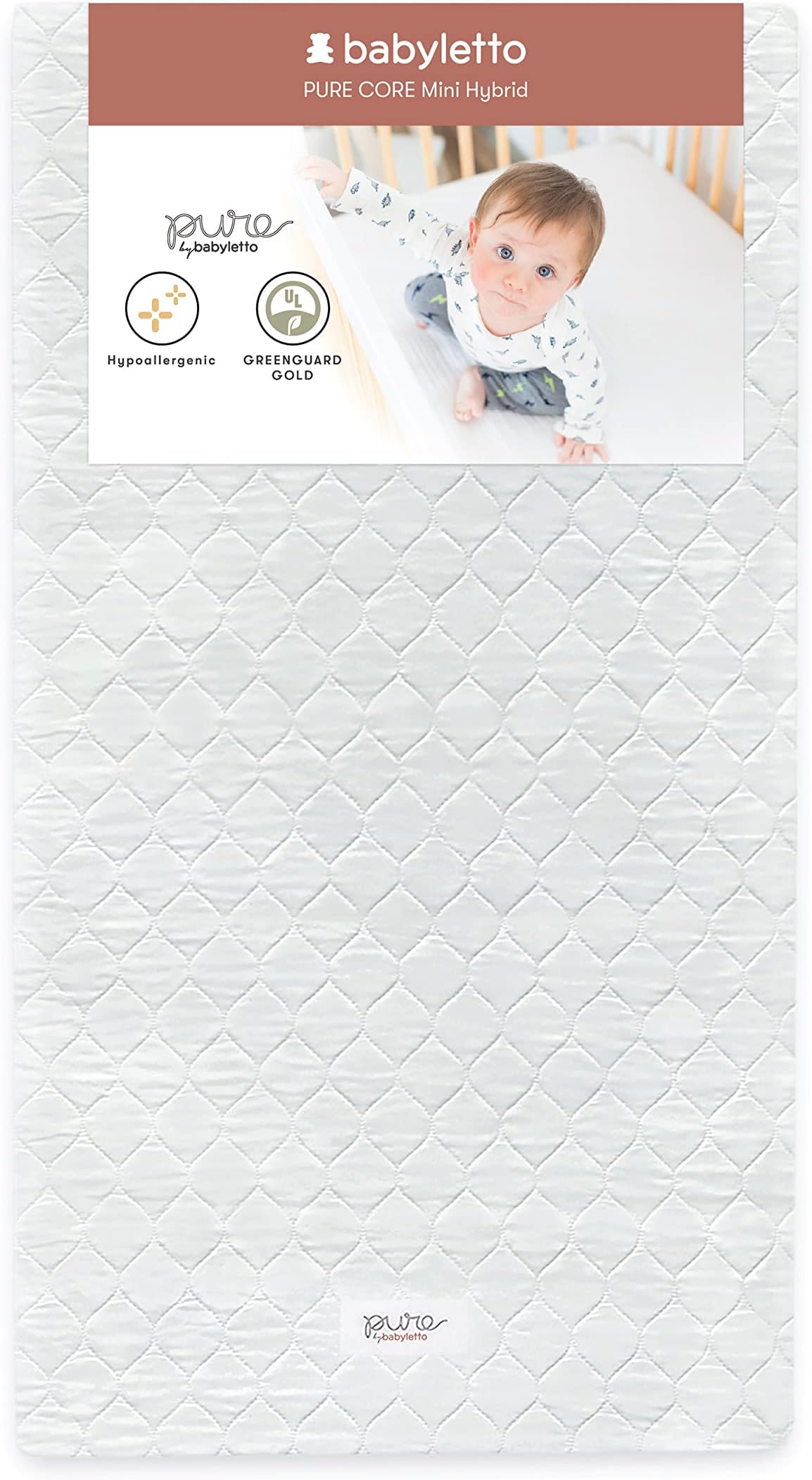Babyletto Pure Core Mini Crib Mattress, Hybrid Waterproof