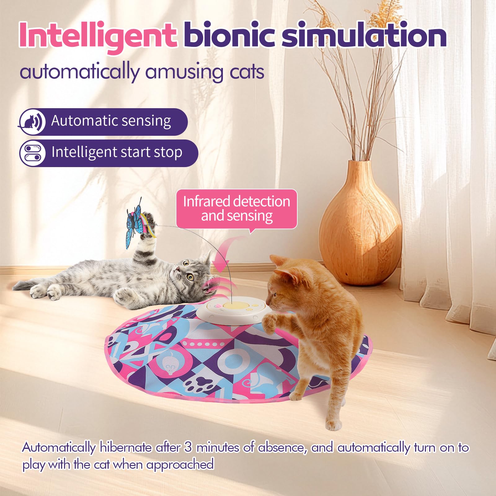 Tyasoleil Interactief 3-in-1 slim kattenspeelgoed, gemotoriseerd