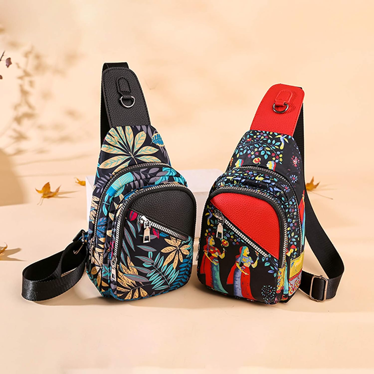 FANDARE Women Sling Bag Fashion Shoulder Crossbody Backpack Girl Chest Bag Lady Shoulder Bag Sport Gym Outdoor Hiking Daypacks Durable Oxford Cloth Tree