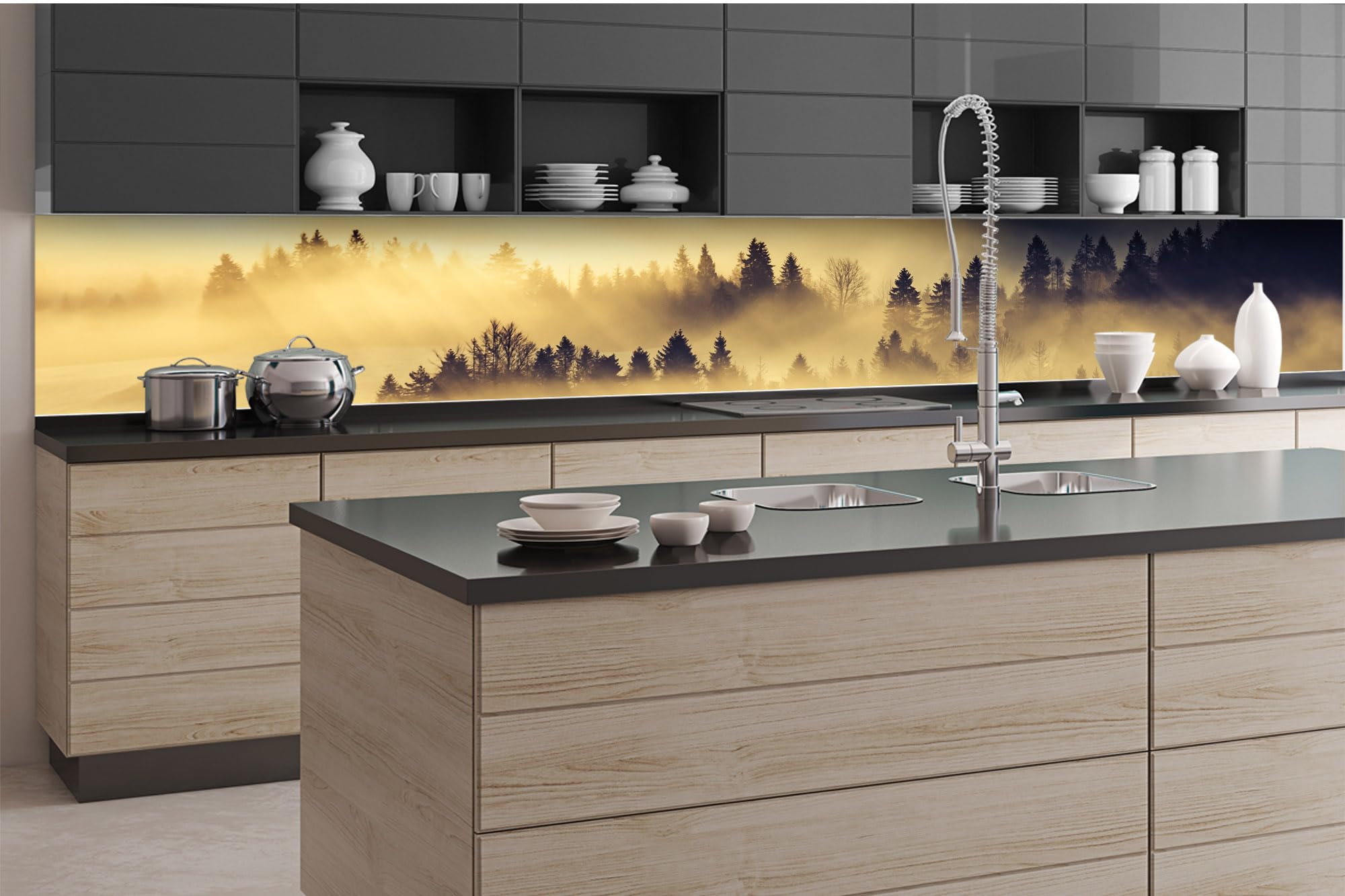 DIMEX LINE Self-Adhesive Kitchen Backsplash Film Forest Landscape 350.01 cm × 60.00 cm | Adhesive Foil - Decorative Foil - Splash Guard for Kitchen | Made in EU