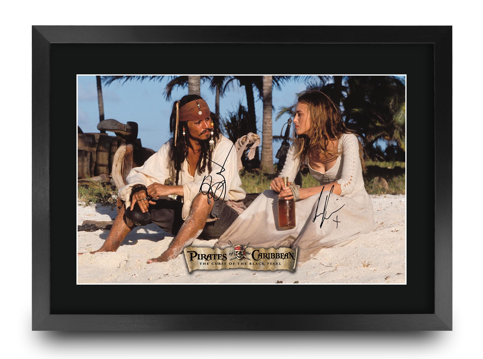 HWC Trading Pirates of the Caribbean 1 Scene 2 Gifts Printed Signed Autograph Picture for Movie Memorabilia Fans - A3 Framed โ image 1