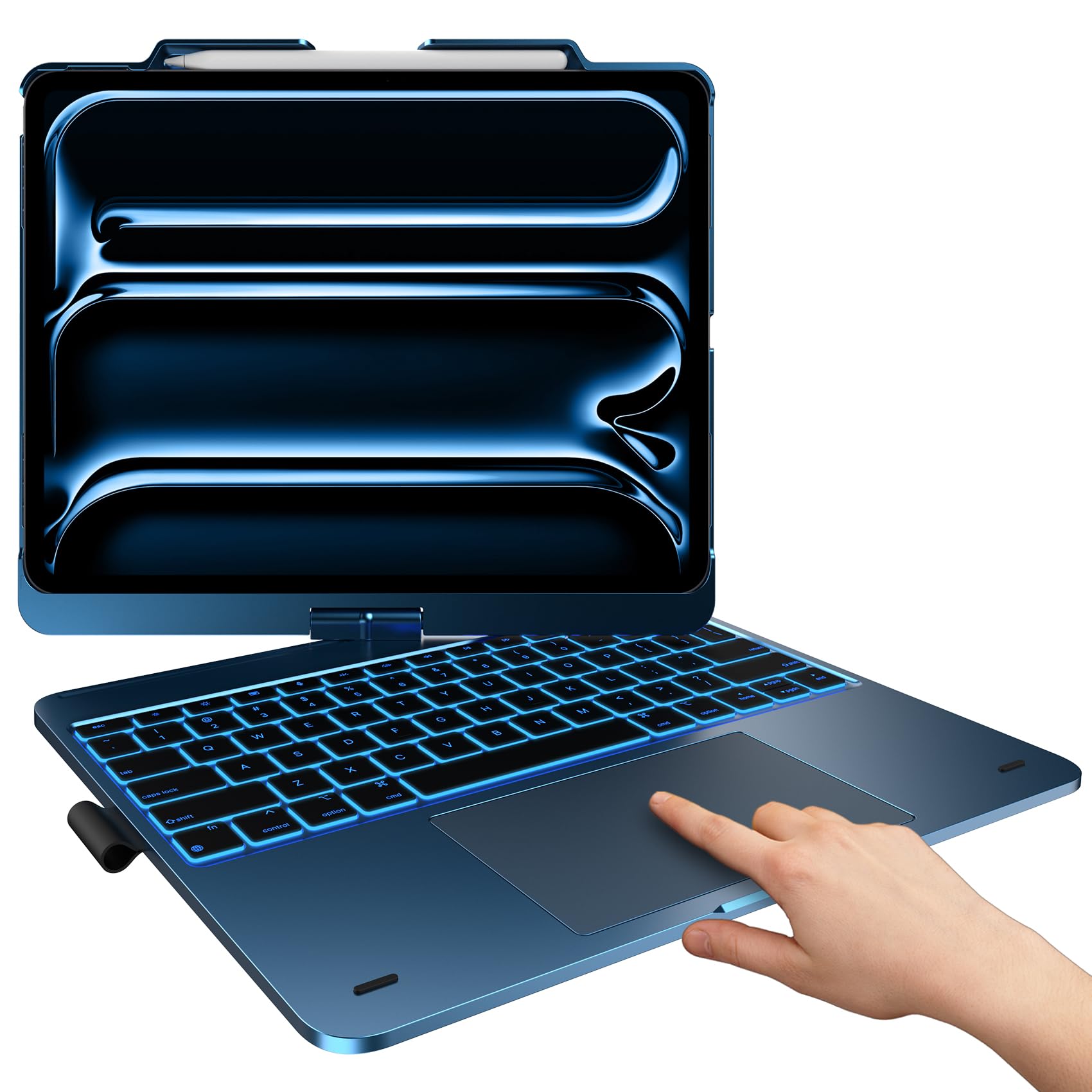 typecase Touch Case with Keyboard for iPad Pro 13-inch(M5/M4, 2025/2024), iPad Air 13-inch(M3/M2, 2025/2024) & iPad Pro 12.9-inch, Trackpad, 360° Rotatable, 11-Colors Backlit, Lake Blue