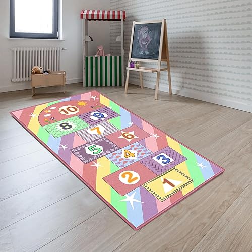 Miniatura 10 de Booooom Jackson Alfombra infantil ABC alfombra de juego para niños pequeños con formas del alfabeto, tapete de bebé para piso, aprendizaje