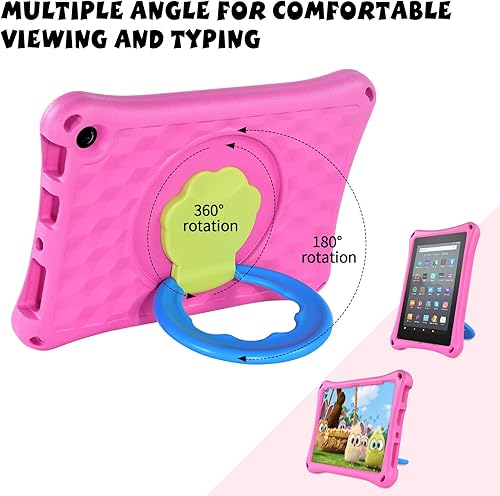 Miniatura 5 de Riaour Funda para tablet de 10 pulgadas para niños, ligera, a prueba de golpes, soporte para niños, incompatible con iPad Samsung. Rosa