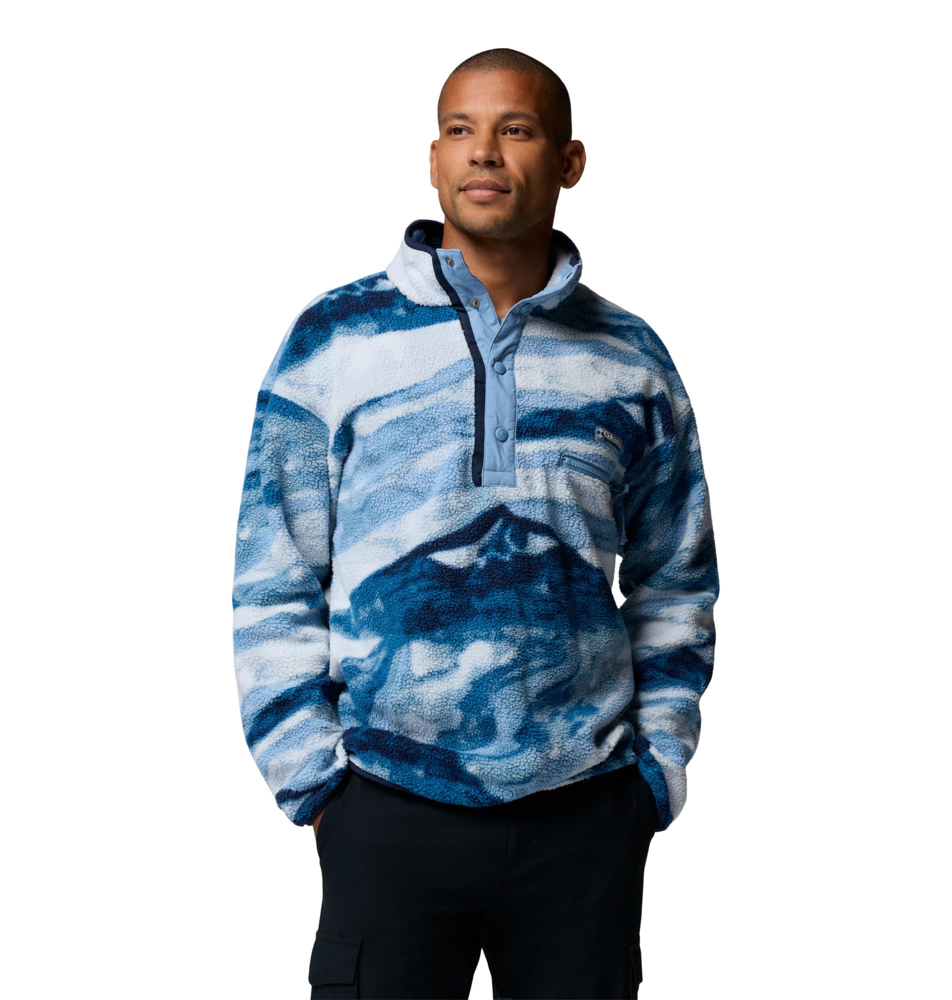 Columbia Helvetia II Herren-Fleece, bedruckt, halblange Druckknöpfe, Rainy Day Summits, M